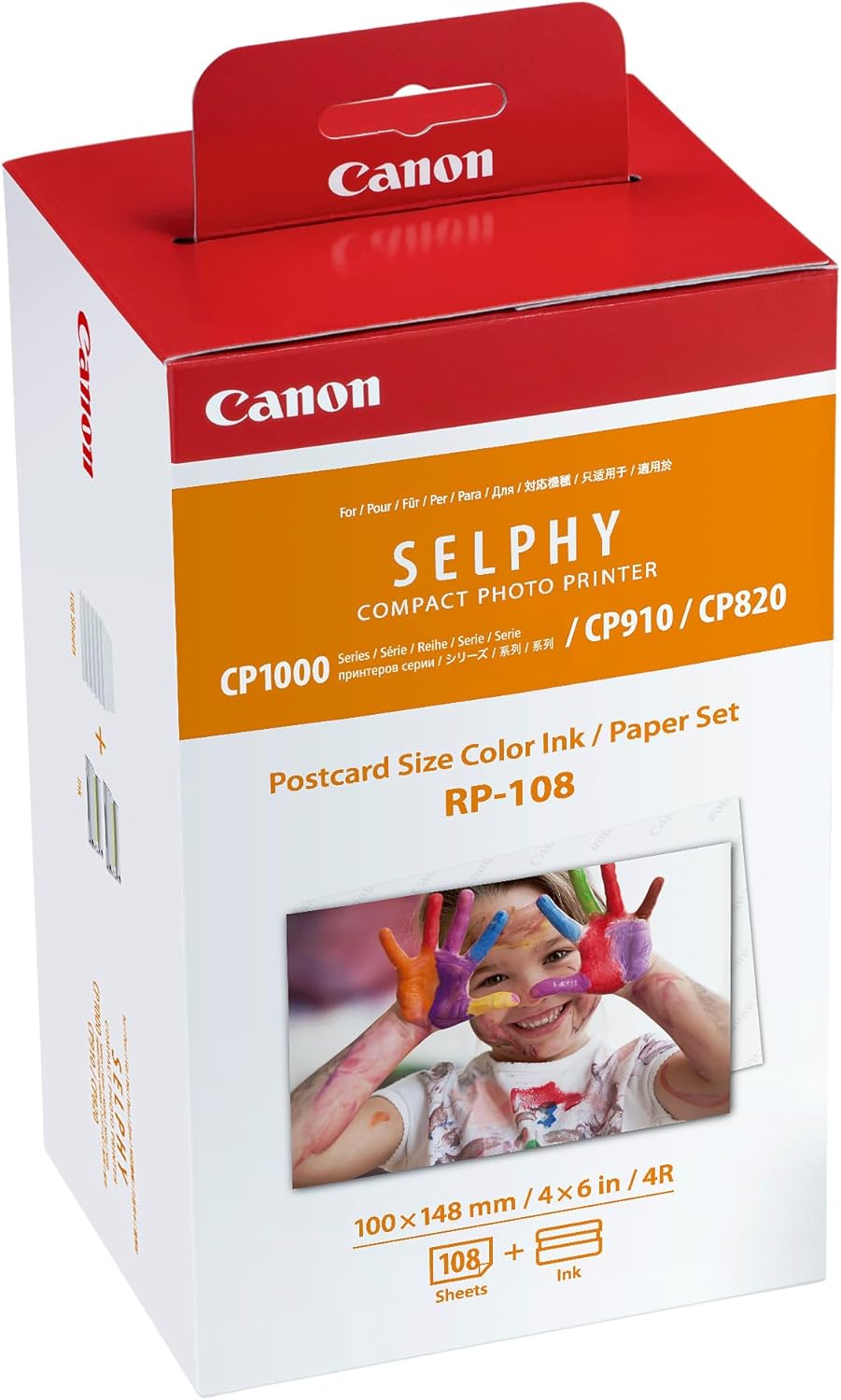 Canon RP-108 Color Ink/Paper Set, Compatible with Selphy CP910/CP820/CP1200/CP1300/CP1500