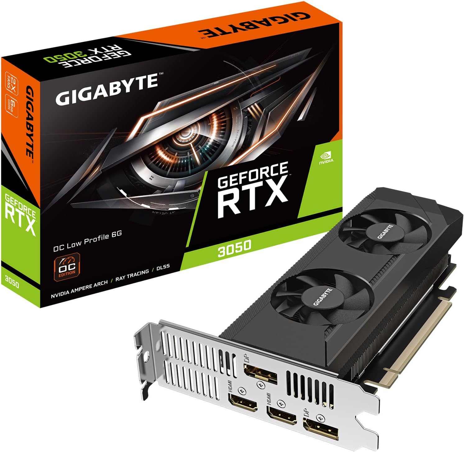 GIGABYTE GeForce RTX 3050 OC Low Profile 6G Graphics Card, 2X WINDFORCE Fans, 6GB GDDR6 96-bit GDDR6, GV-N3050OC-6GL Video Card