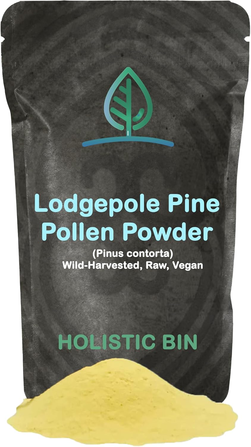 Organic Pine Pollen Powder Pharmaceutical Grade, Wild Harvested, Golden Canadian Pine Pollen | Non GMO, No Additives | Pure Pollen Supplement Made from The Lodgepole Pine Tree, 20 g