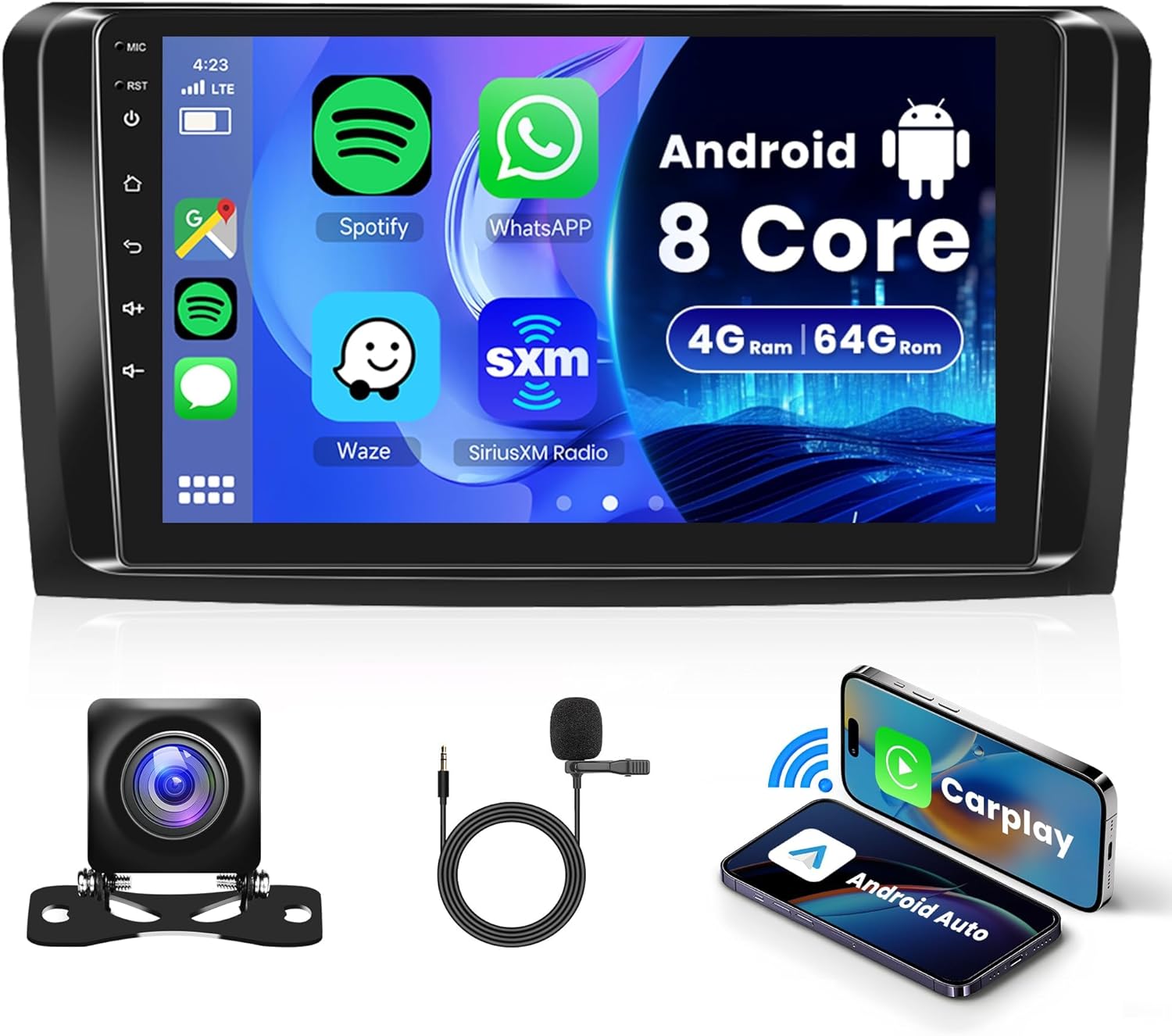 8Core 4G+64G for Mercedes Benz GL ML W164 X164 ML350 ML500 ML280 GL320 GL350 GL450 2005-2011, Rimoody Android Car Stereo Radio Carplay 9 Inch Touchscreen GPS WiFi Bluetooth FM HiFi Backup Camera