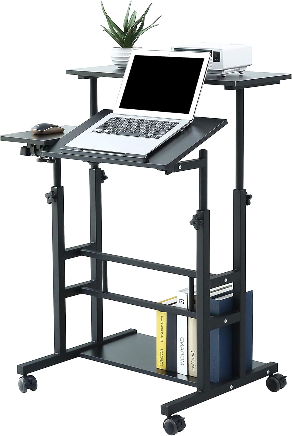 UNICOO Portable Standing Desk on Wheels, Height Adjustable Mobile Standing Desk, Versatile Standing Portable Desk for Home Office, Rolling Sit-Stand Workstation, Stand-up Desk, Ergonomic Design