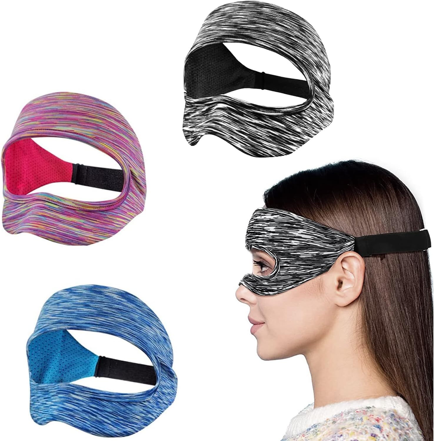 VR Mask Cover, Eye Face Cover Breathable Sweat Band for Meta/Oculus Quest 3 Quest2, Vision Pro Headset, Quest Pro, PSVR2 and Virtual Reality Game. (Rainbow/Gray/Blue)