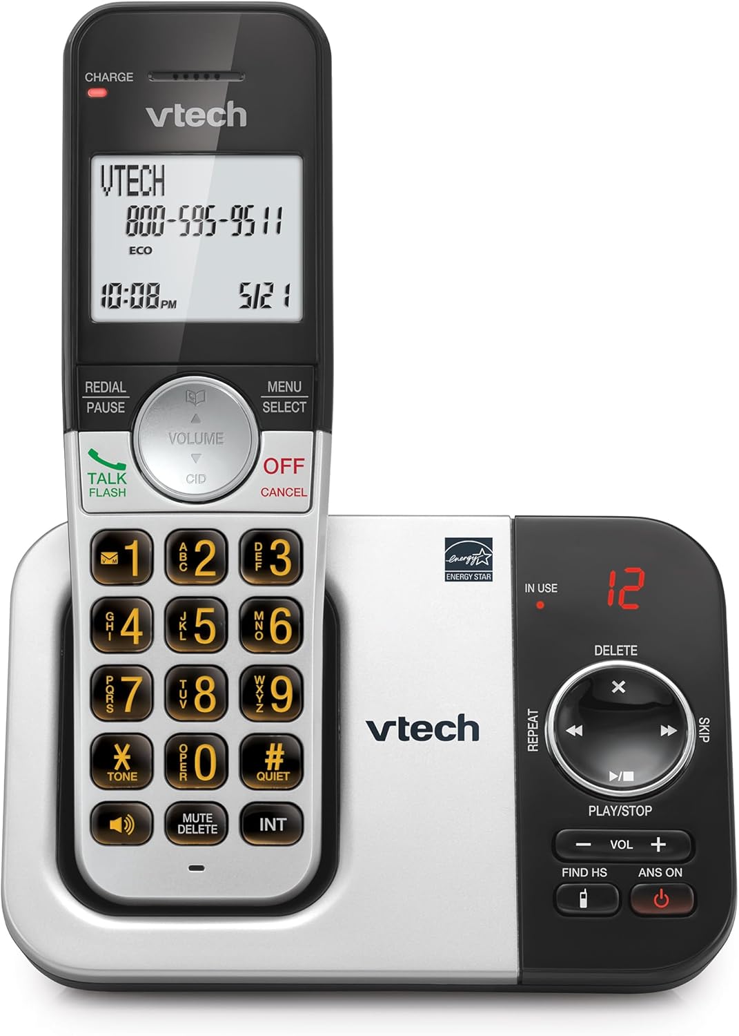 VTech VG232 Cordless Phone with Answering Machine – with Large Display Full-Duplex Speakerphone Caller ID/Call Waiting Last 10 Number Redial