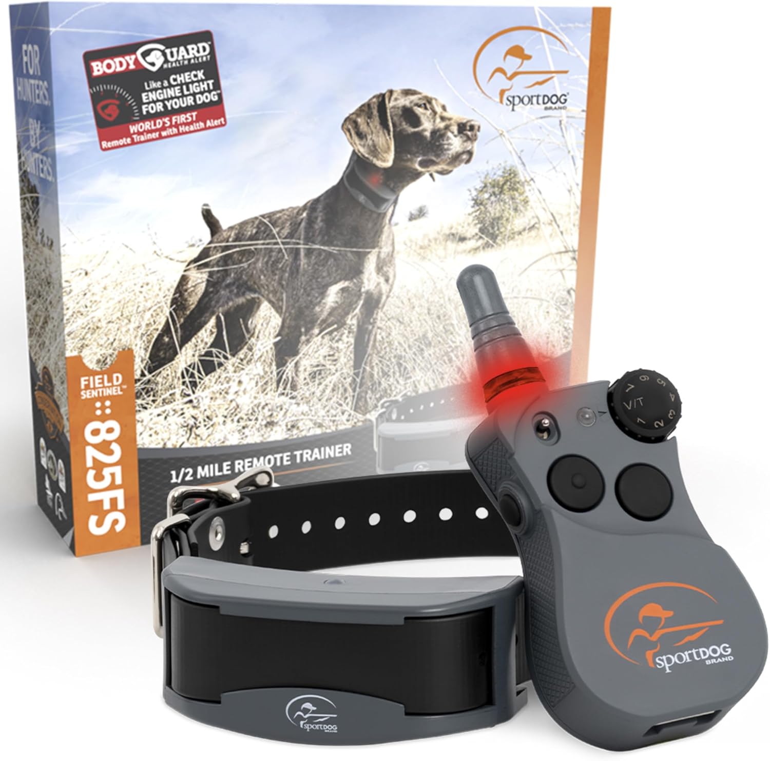 SportDOG Brand FieldSentinel 825 Remote Trainer with Bodyguard Health Alerts – World’s First Dog E-Collar with Health Monitoring – Train with Shock, Vibrate, and Tone – ½ Mile Range