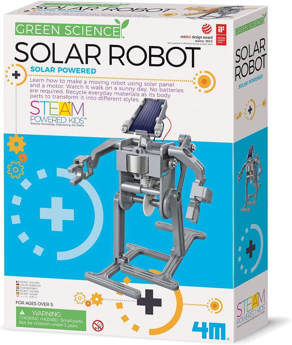 4M Green Science Solar Robot Kit – Green Energy Robotics, Eco-Engineering – STEM Toys Educational Gift for Kids & Teens, Girls & Boys (Packaging May Vary), Multi