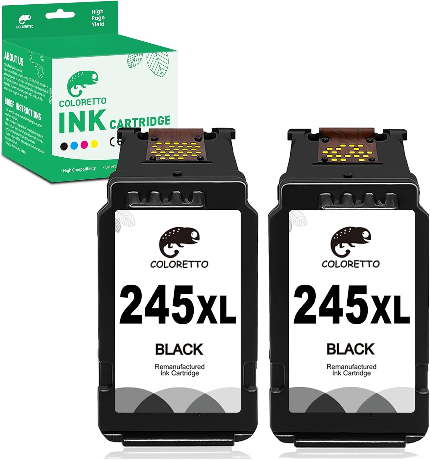 COLORETTO 245 XL Black Ink Cartridge for Canon PIXMA iP2820 TS202 TS3400 TS3420 MG2922 MG2525 MG2522 MG2420 MG3020 MG3022 TR4500 TR4520 TR4522 MX492 MX490 as Replacement of Canon PG-245XL PG245XL