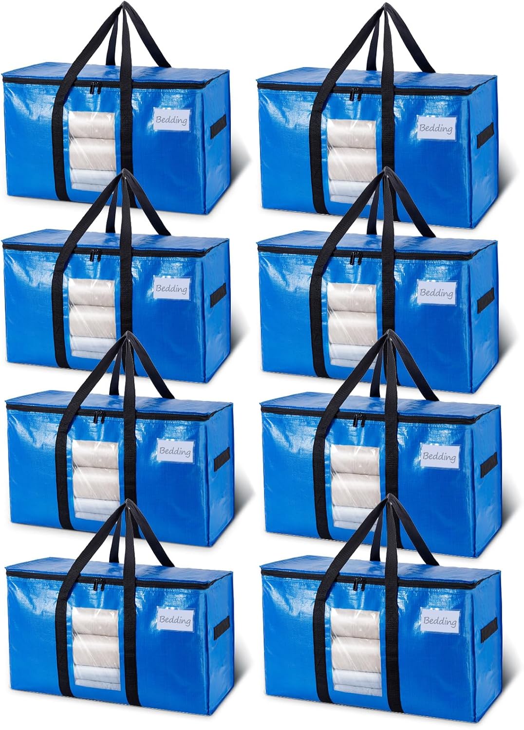 TAILI Extra Large Moving Bags, 8 Pack Heavy Duty Totes For Storage with Visible Window, Wrap Around Handles, Storage Bags for Space Saving Moving Storage, Alternative to Moving Boxes