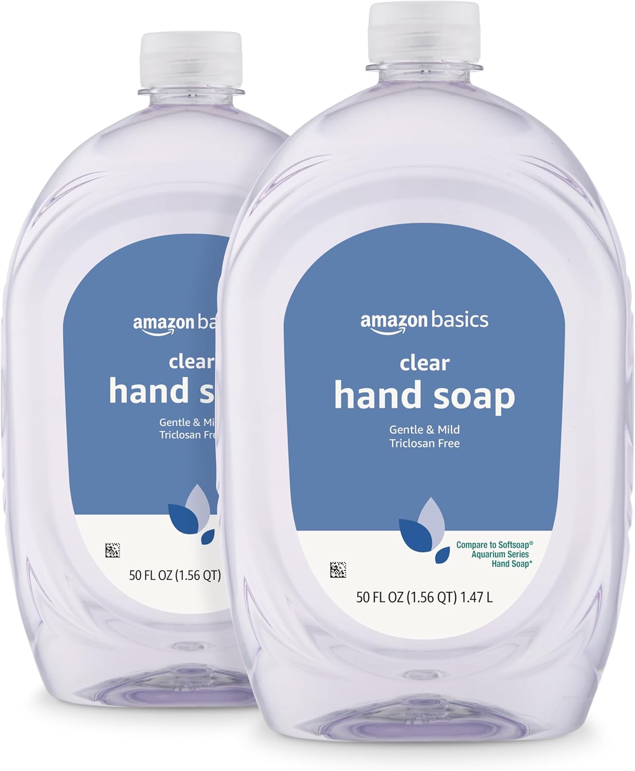 Amazon Basics Gentle & Mild Clear Liquid Hand Soap Refill, Triclosan-Free, 50 Fl Oz (Pack of 2) (Previously Solimo)