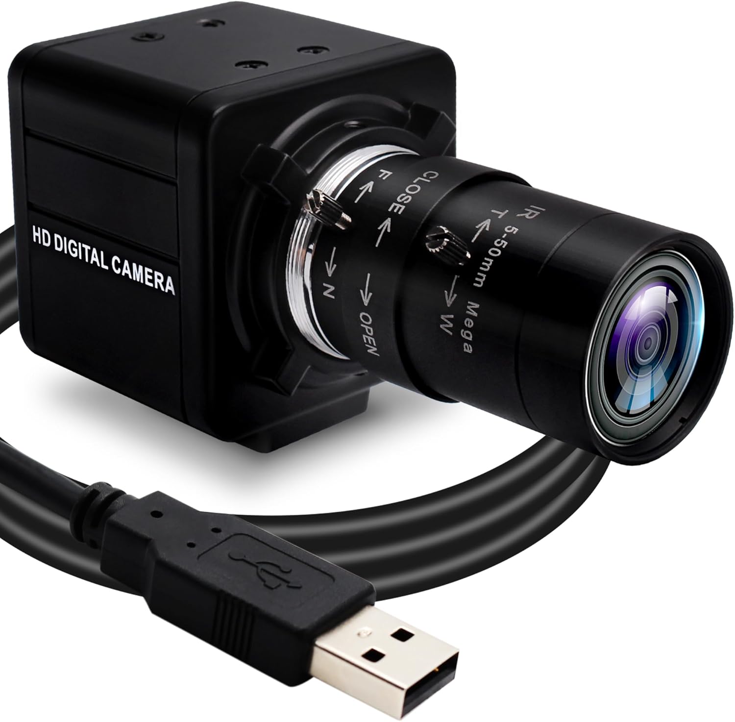 SVPRO USB Camera 1080P 60fps High Speed Camera for Golf Swing 260fps@360P,120fps@720P PC Camera with 5-50mm Varifocal Lens,10X Optical Zoom UVC Industrial Video Camera for Computer Laptop