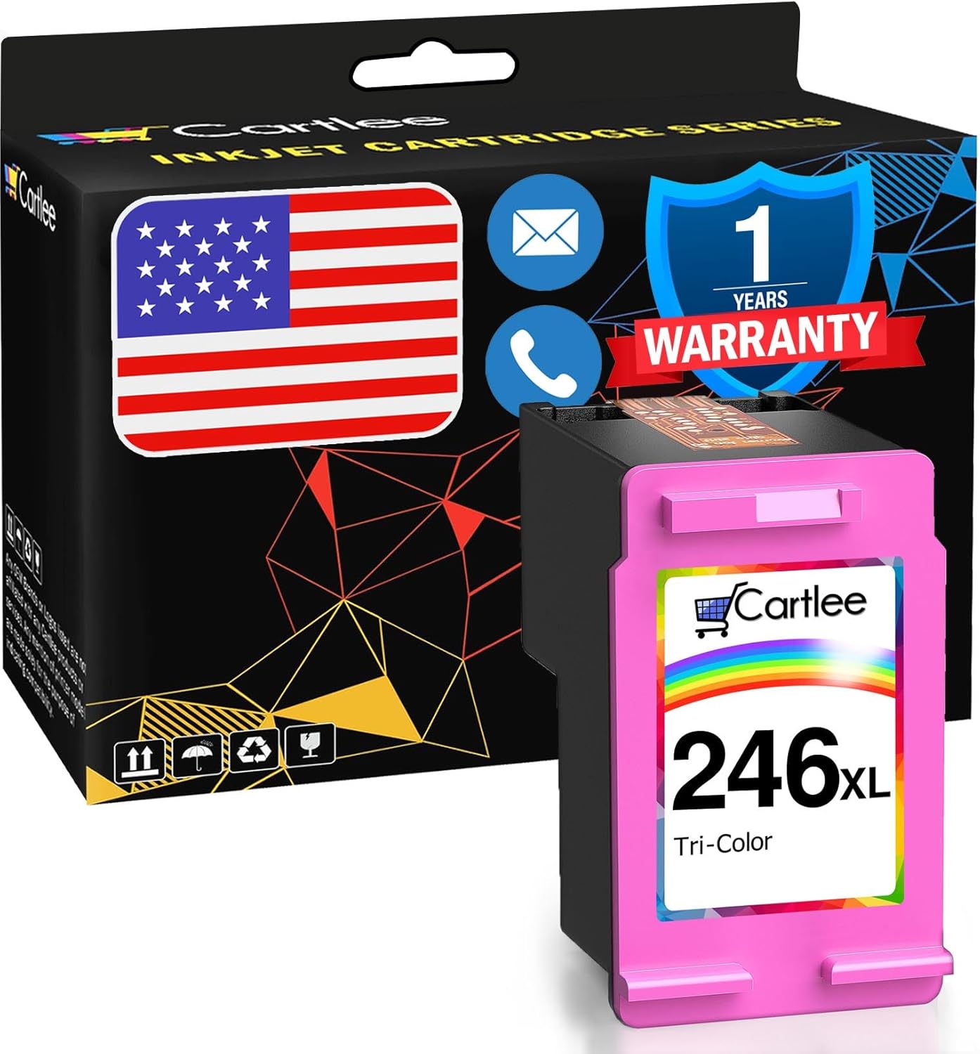 Cartlee Compatible Ink Cartridge Replacement for Canon CL-246xl iP2820 MG2420 MG2922 MG2920 MG2520 MG2924 MX492 Shows Ink Level (1 Color)