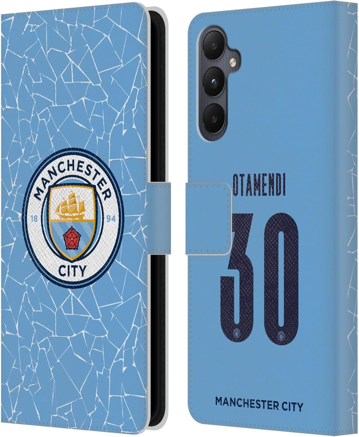 Head Case Designs Officially Licensed Manchester City Man City FC Nicolas Otamendi 2020/21 Players Home Kit Group 2 Leather Book Wallet Case Cover Compatible with Samsung Galaxy A05s