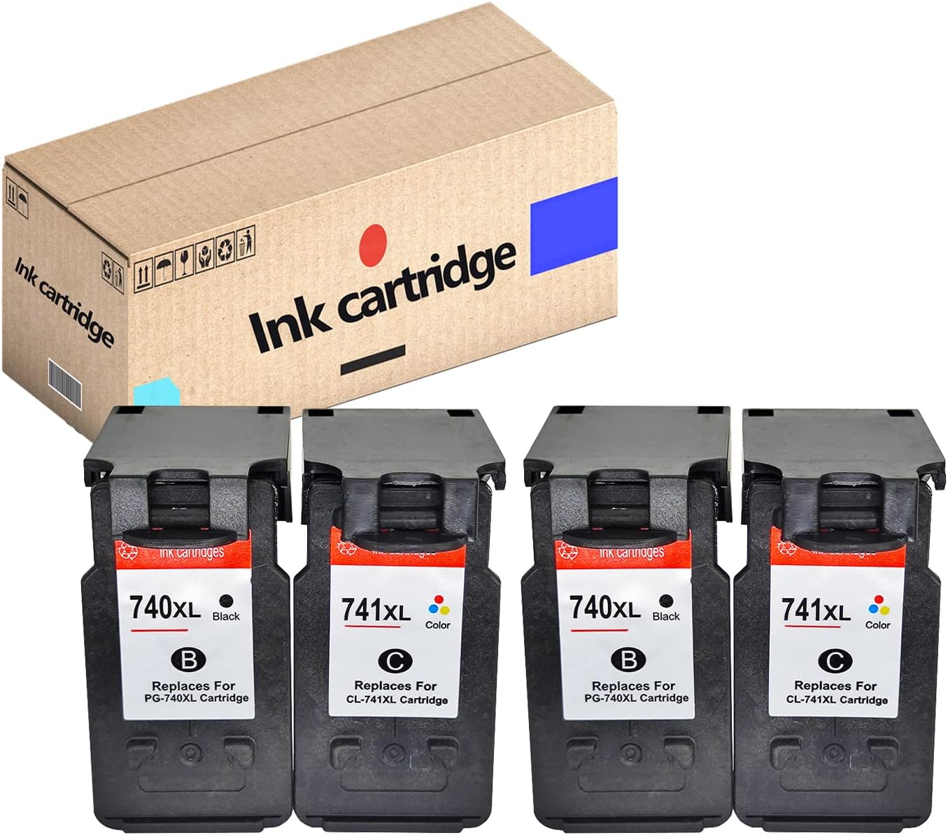 740 741XL Compatible Ink Cartridge Replacement for CANON MG2270 MG2170 MG3170D MG3270 MG3570 MG3670 MG4170 MG4270 MX377 MX397 MX437 MX517 MX537 IP2820 Printer set*2