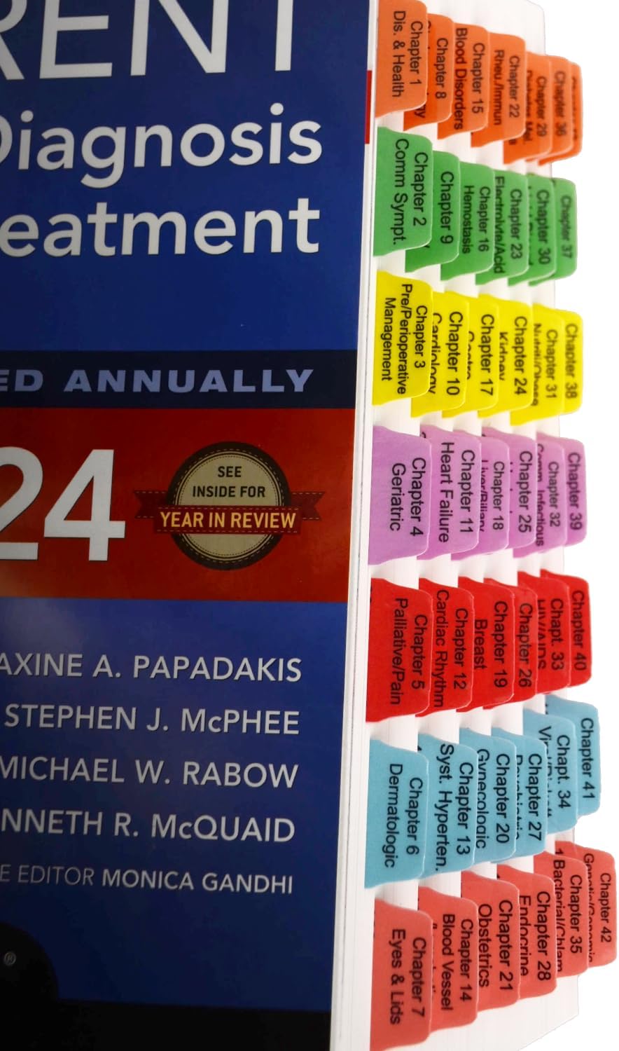 Book Tabs for Current Medical Diagnosis & Treatment. Laminated, Color-Coded and Repositionable (Book not Included) (CMDT 2024)