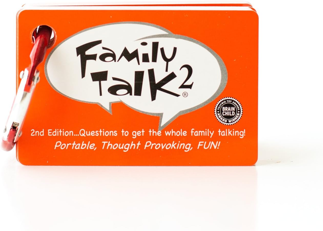 Around the Table Games Family Talk 2 Portable, Meaningful Conversation Starters includes 50 card deck, 100 questions, 1 ring