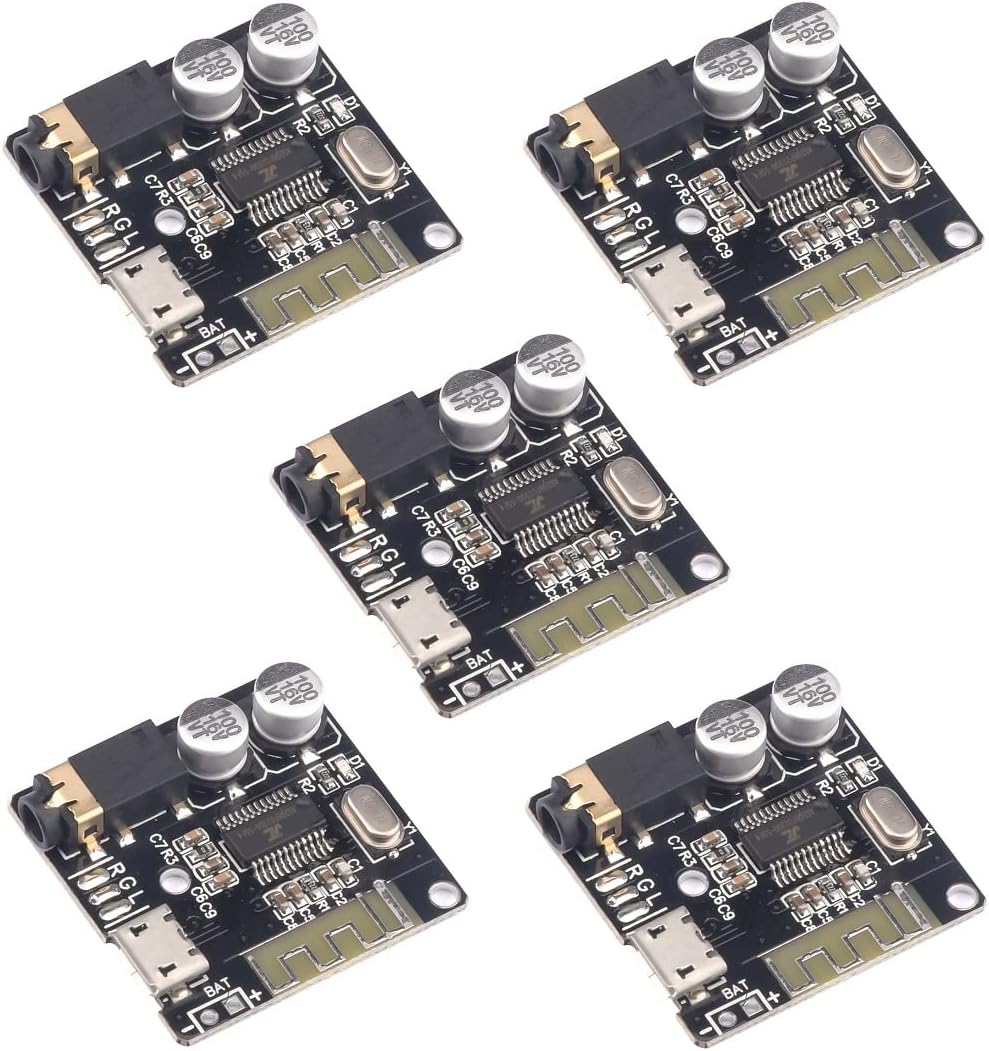 5PCS Audio Receiver Module, Aideepen BT 5.0 Stereo Audio Amplifier 3.7-5V MP3 Decoder Board Car Speaker Audio Amplifier