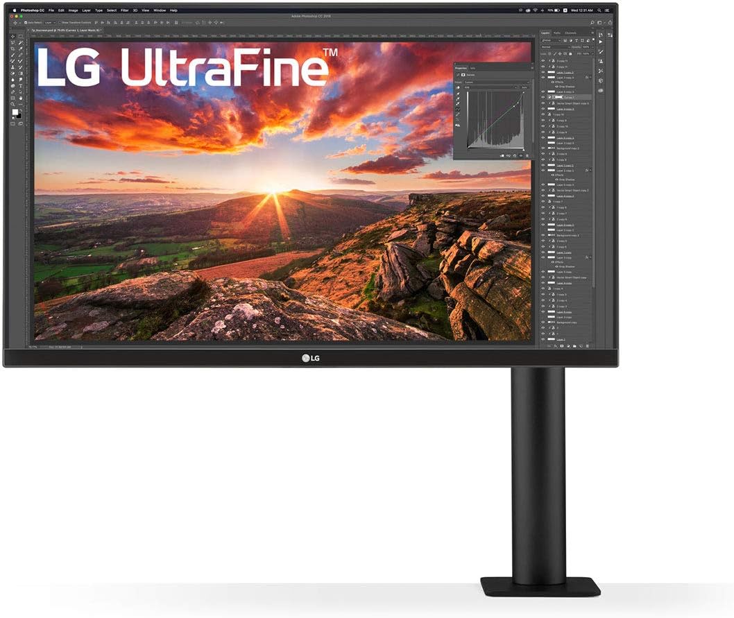 LG 27” 27BN88U-B Ergo IPS UHD 4K Ultrafine Monitor (3840×2160) with Ergonomic Stand & C-Clamp, USB Type-C, DCI-P3 95% (Typ.) & VESA DisplayHDR 400