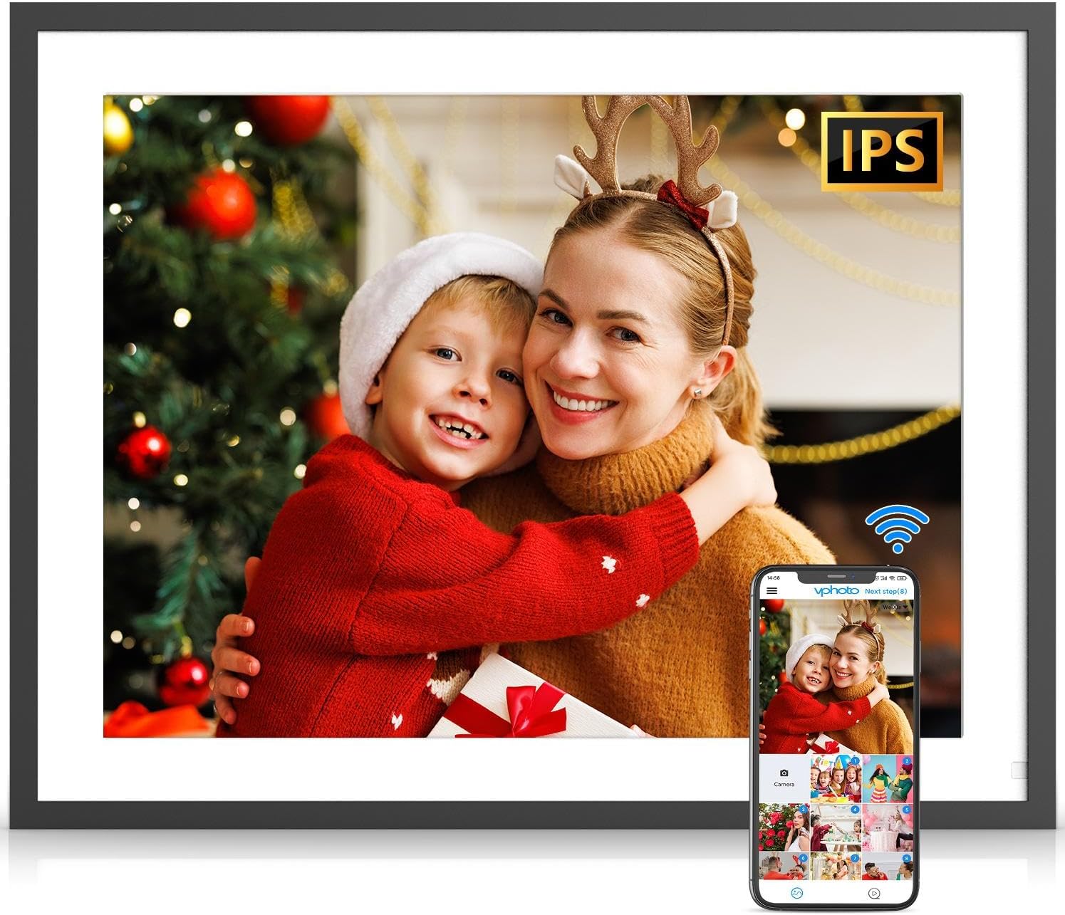 17-inch Smart Photo Frame Dual-WiFi Digital Photo Frame – 32GB Wall-Mounted Digital Photo Display,Touch Screen, Easily Share Photos Videos via App Email, Unlimited Cloud Storage, Gifts for Home Decor