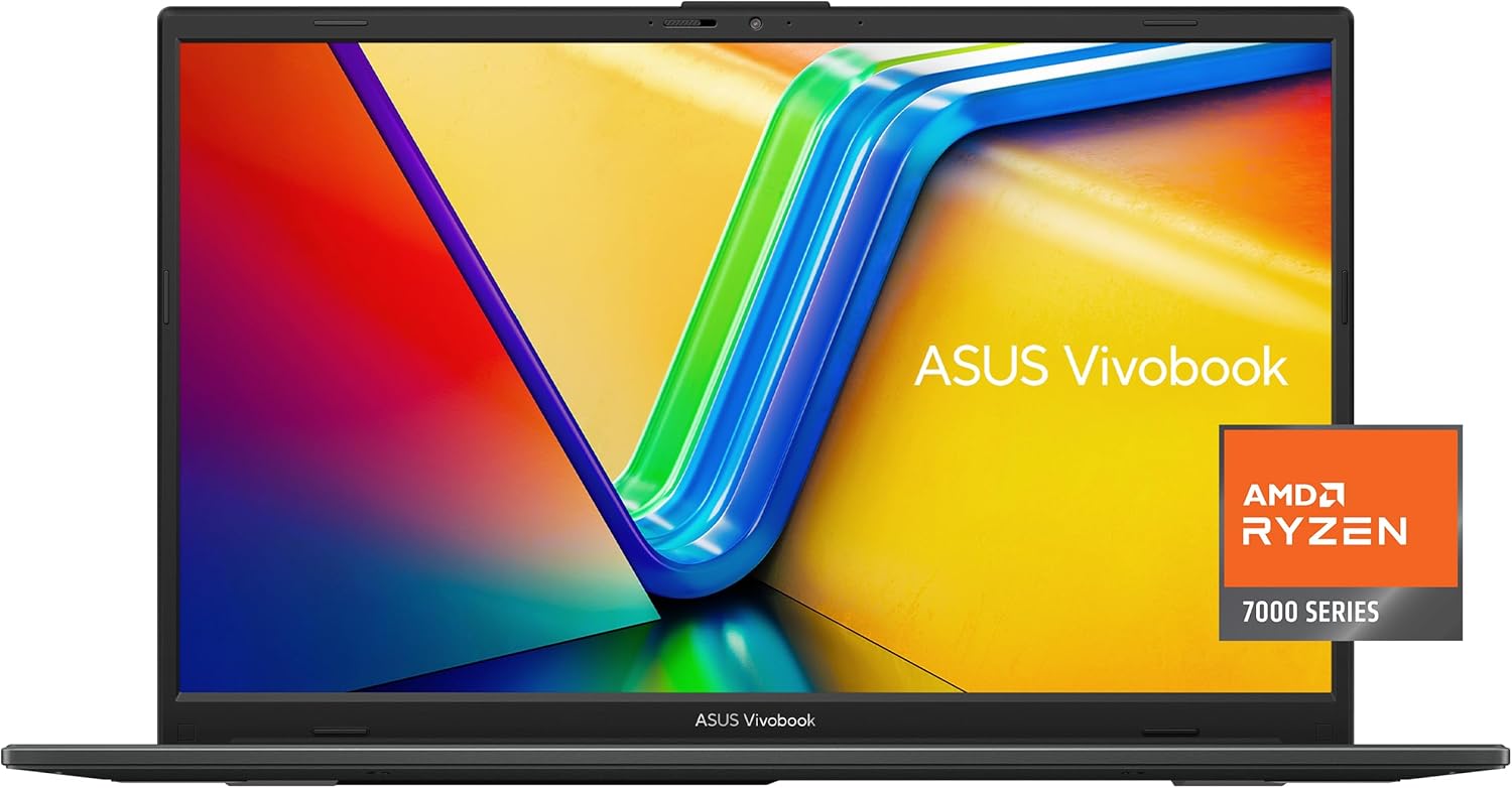 ASUS Vivobook Go 15.6” FHD Slim Laptop, AMD Ryzen 3 7320U Quad Core Processor, 8GB DDR5 RAM, 128GB SSD, Windows 11 Home, Fast Charging, Webcam Sheild, Mixed Black, E1504FA-AS33