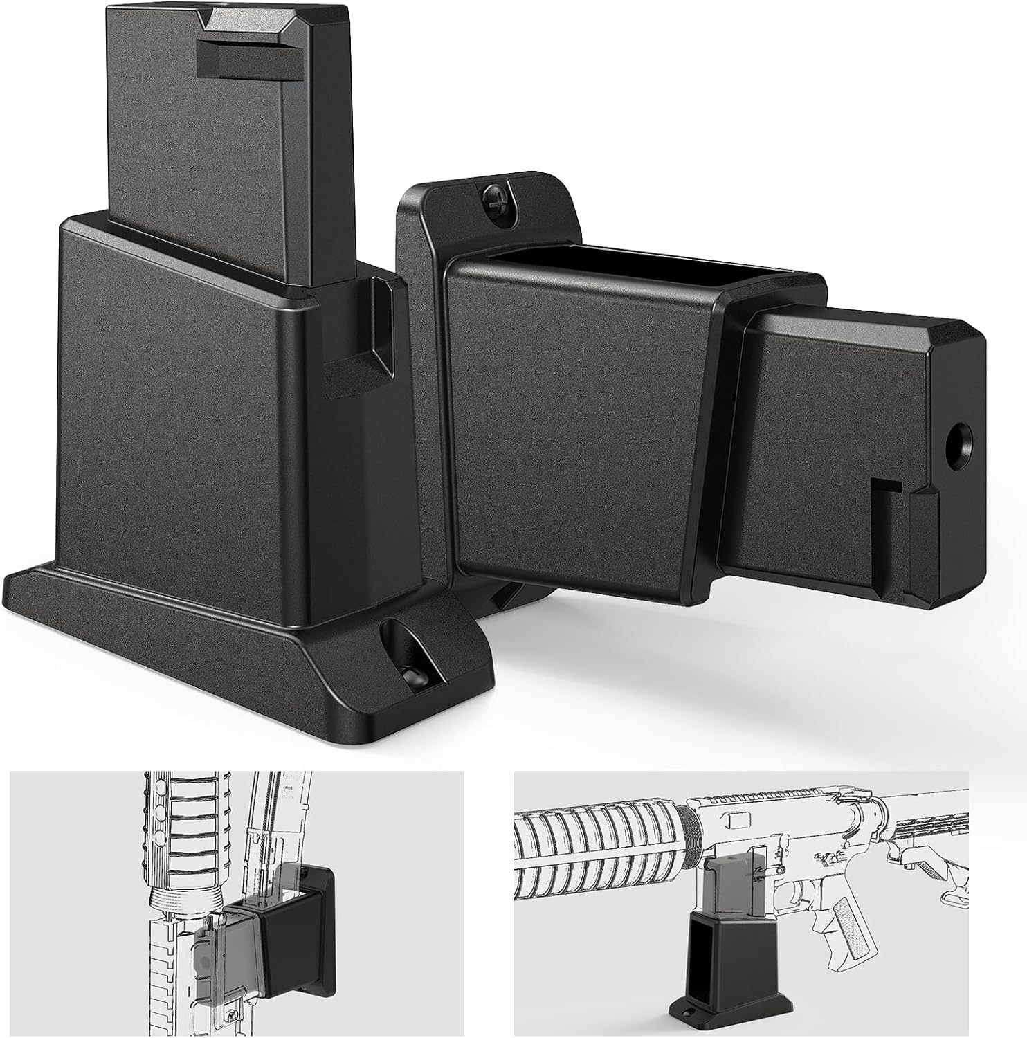 Gun Wall Mount with Mag Holder for 223/5.56 Rifle, Vertical AR Wall Mount Display,PMAG Storage AR Wall Rack with Security Lock Hole