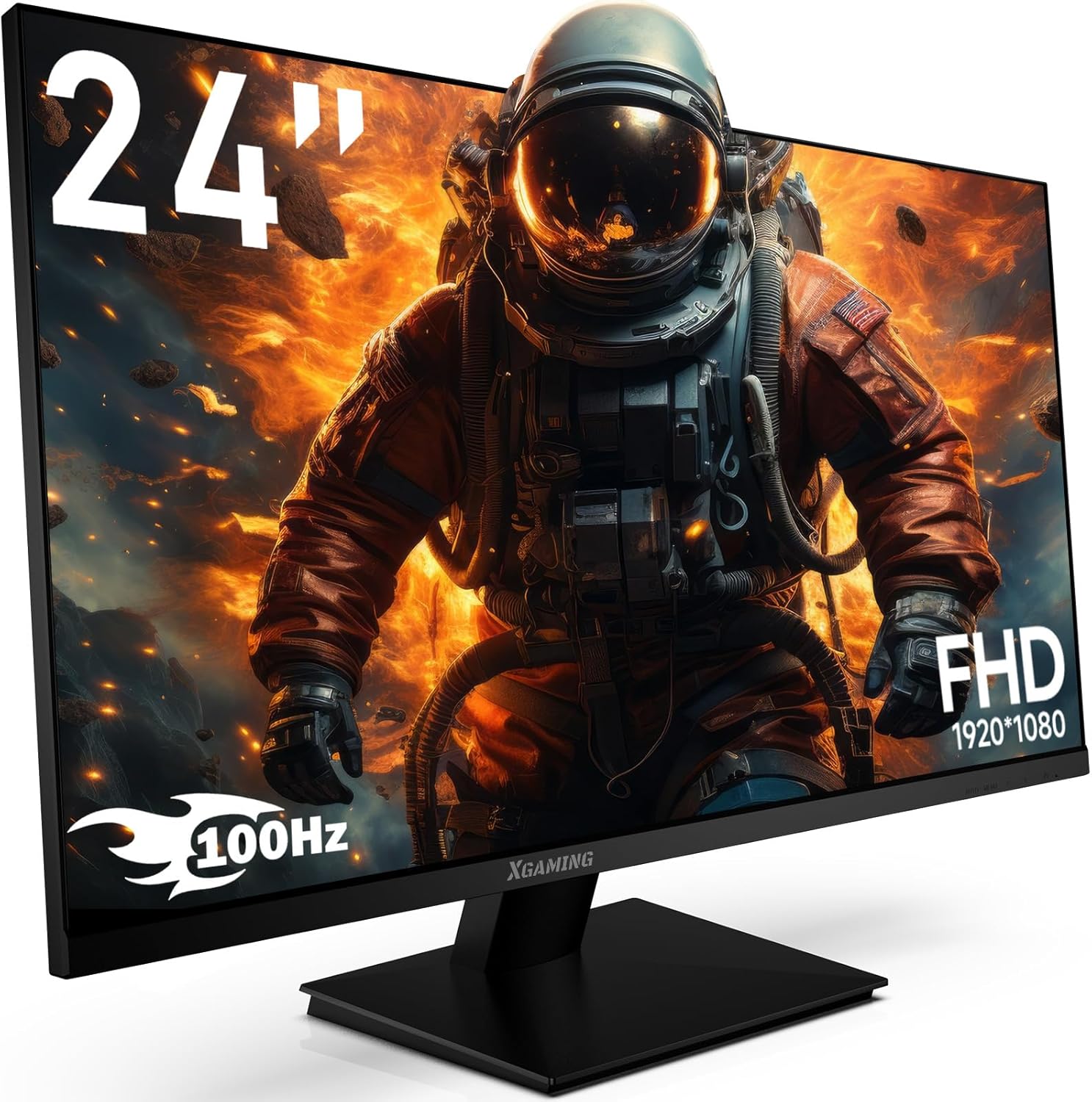 24 Inch Monitor, FHD 1080P Ultra Wide 100Hz Frameless Computer Monitor, 99% sRGB, Low Blue Light Eye Care PC Monitor, HDMI VGA Office Gamer Monitor with Speakers, VESA, Tilt Adjustable, Black