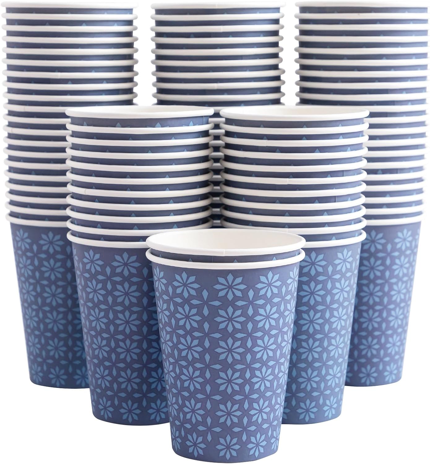 210 Pack 16 oz Disposable Paper Cups, Hot/Cold Beverage Paper Drinking Cups, Navy Floral Paper Coffee Cups 16 oz for Home-use, Office, Restaurant and Events