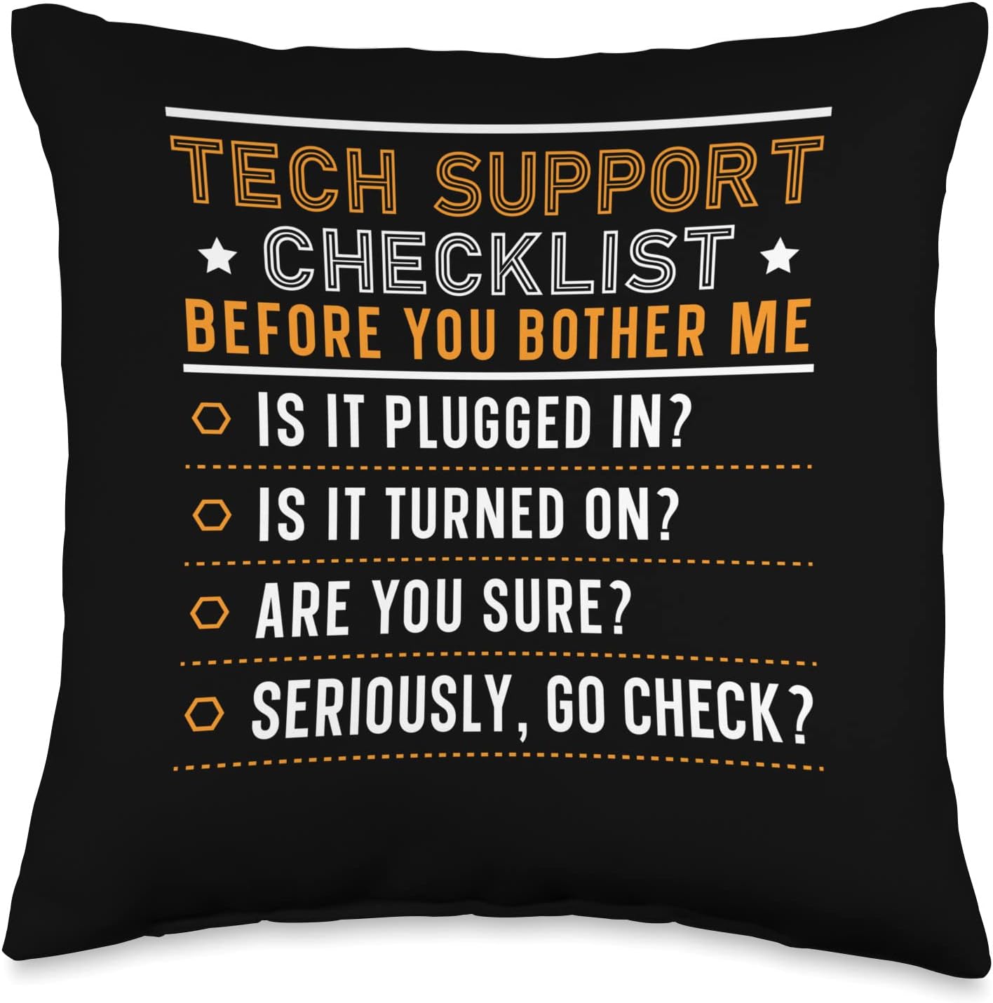 Tech Technical Support Checklist Computer Sysadmin Helpdesk Throw Pillow, 16×16, Multicolor