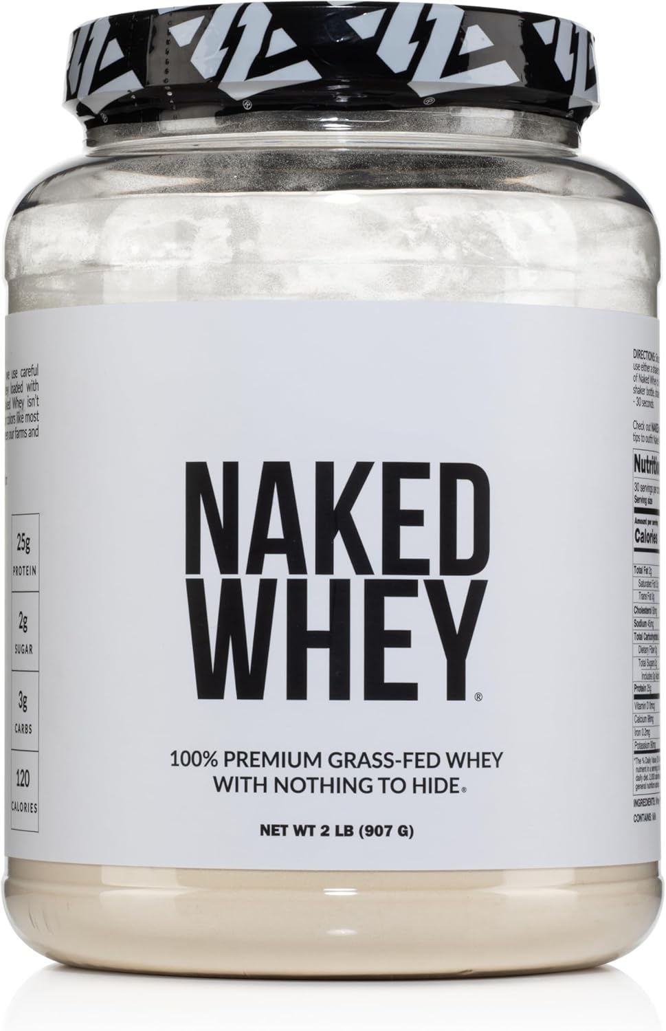 Naked Whey 2LB 100% Grass Fed Whey Protein Powder – Only 1 Ingredient, Unflavored Whey Protein, Undenatured, Gluten Free, Soy Free, No GMOs, No Preservatives