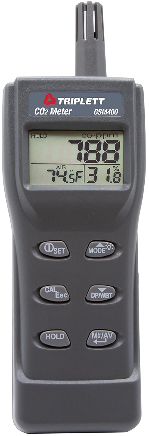 Triplett GSM400 Portable Indoor Air Quality Monitor – Carbon Dioxide (CO2), Humidity, Temperature, Wet Bulb, Dew Point