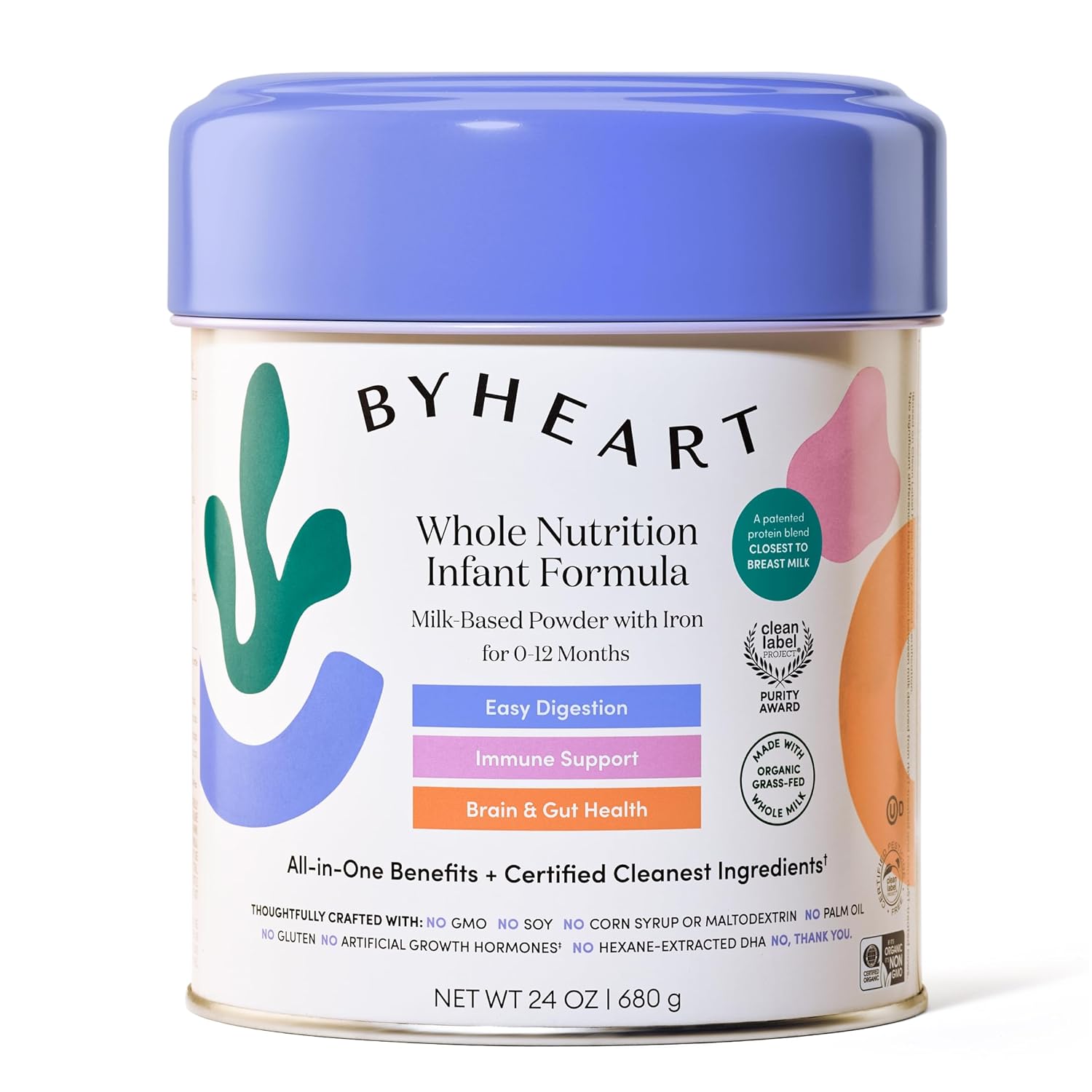 ByHeart Infant Formula Powder for Infants 0-12 Months, Made With Organic Whole Milk, Clean Label Project Certified, Closest-to-Breast Milk Baby Formula Patented Protein Blend, 24 Ounce (Pack of 1)