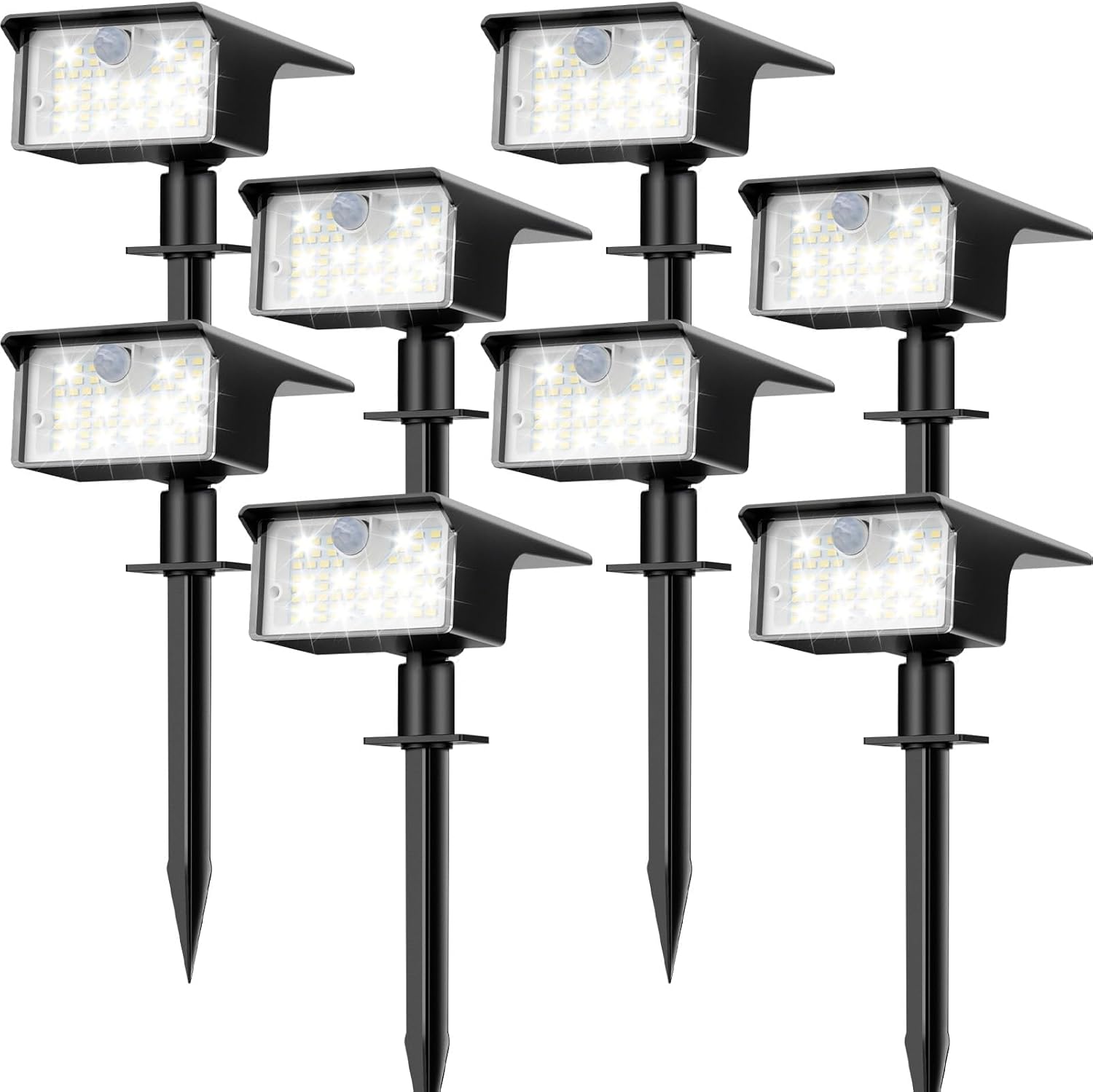 nipify 8 Pack Solar Spot Lights Outdoor – 62 LED Motion Sensor Outdoor Spotlights Waterproof with 3 Modes, Auto On/Off Solar Powered Landscape Lighting for Outside Yard Garden Tree Driveway,Cool White