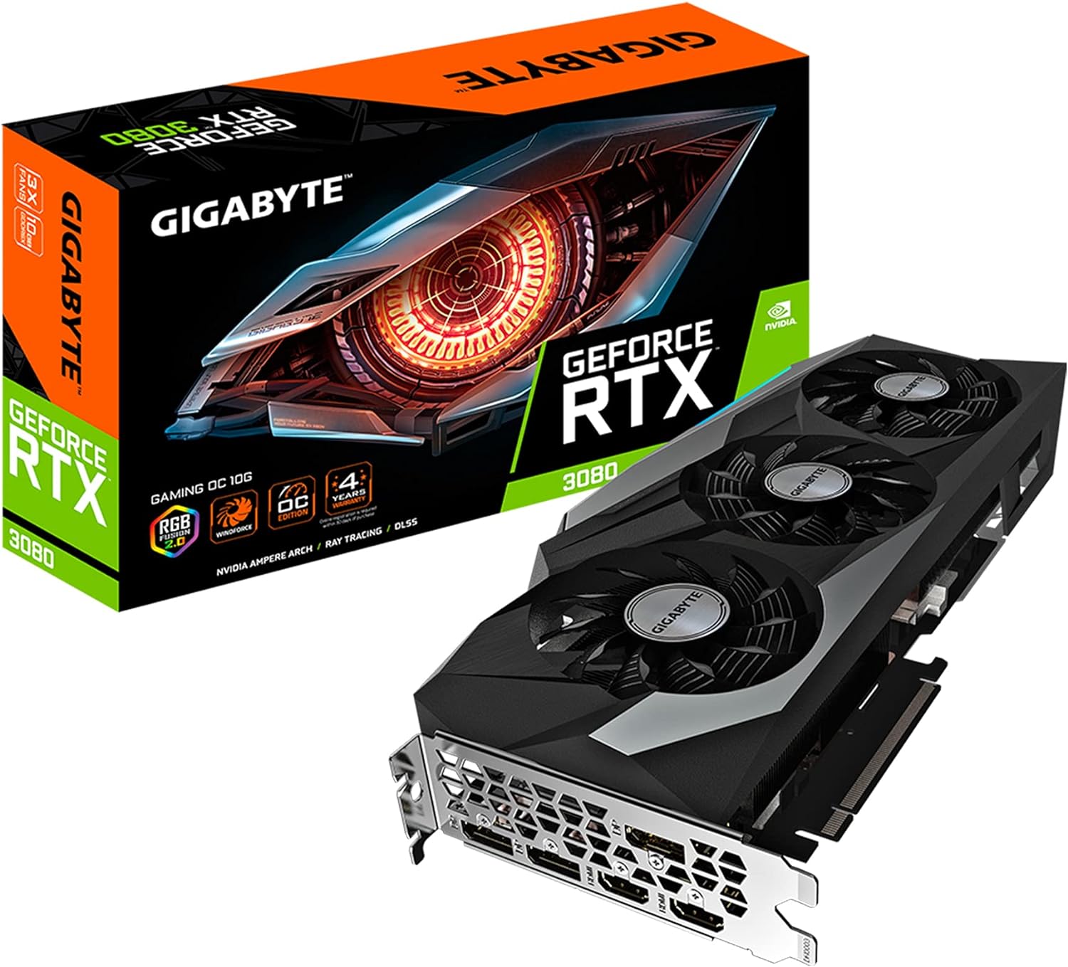 GIGABYTE GeForce RTX 3080 Gaming OC 10G (REV2.0) Graphics Card, 3X WINDFORCE Fans, LHR, 10GB 320-bit GDDR6X, GV-N3080GAMING OC-10GD Video Card