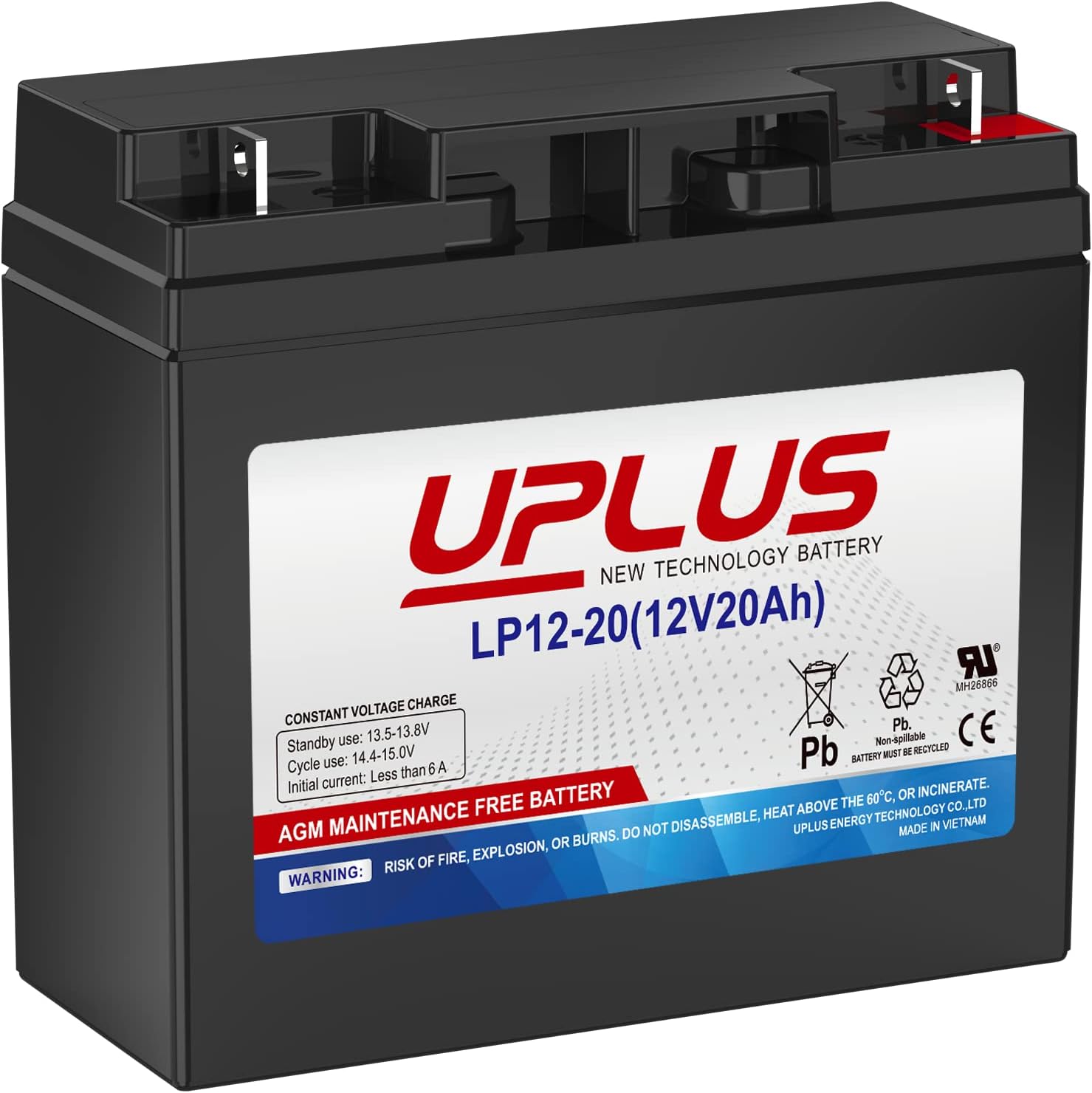 UPLUS 12V 20Ah Deep Cycle AGM Battery, LP12-20 Rechargeable SLA Batteries, Replace for EXP12200, HR22-12, BP20-12, F19-12B, UB12200, FM12200, 6fm20, ML22-12, ML18-12, EXP12180, DJW12-20Z