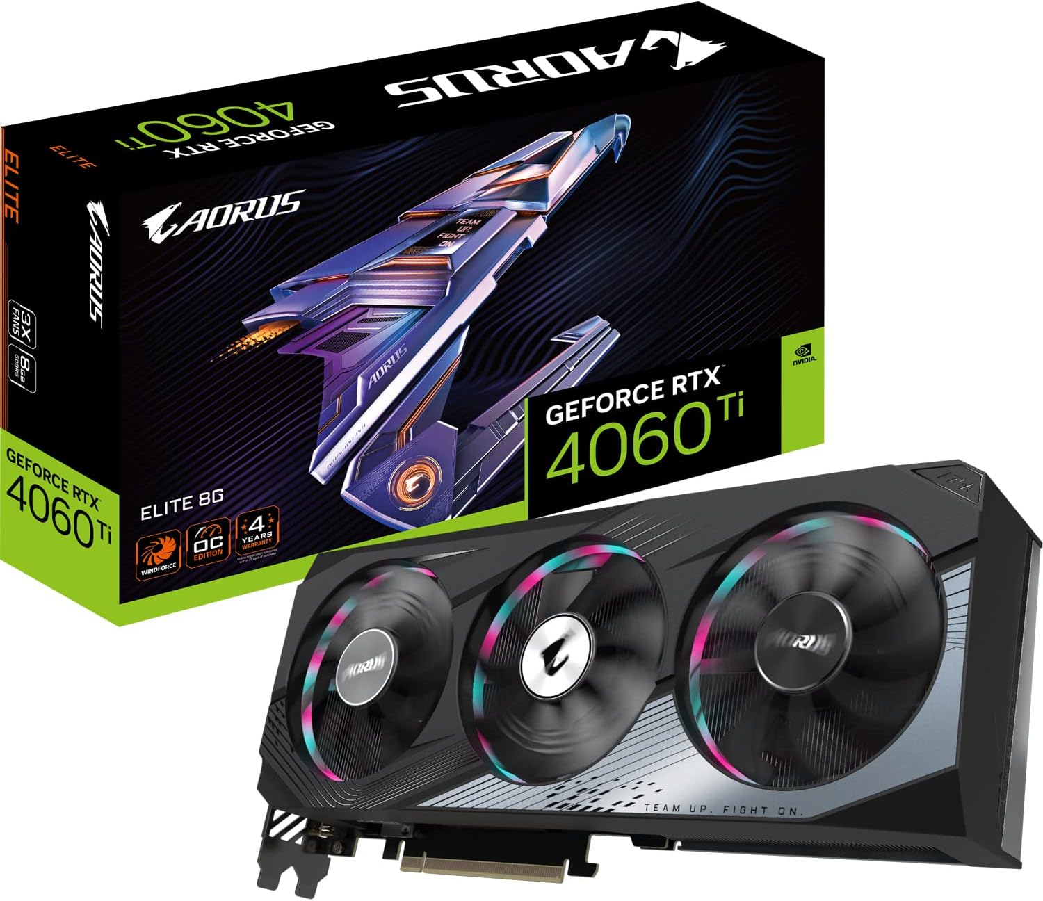 Gigabyte GeForce RTX 4060 TI AORUS ELITE 8GB Graphics Card – 8GB GDDR6 18Gbps 128bit, PCI-E 4.0, 2X DisplayPort 1.4, 2X HDMI 2.1a, NVIDIA DLSS 3, Supports 4K, Ada Lovelace Arch, GV-N406TAORUS E-8GD