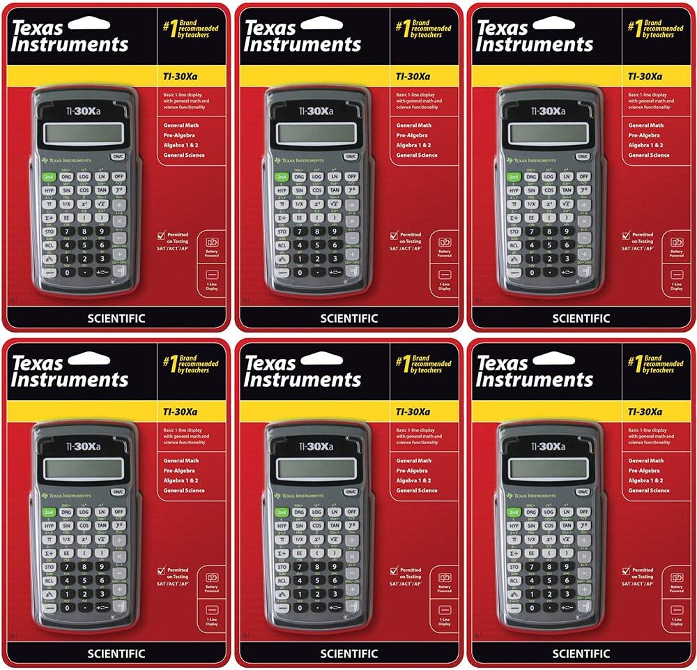 TI-30Xa Scientific Calculator, 10-Digit LCD, Total 6 EA, Sold as 1 Carton