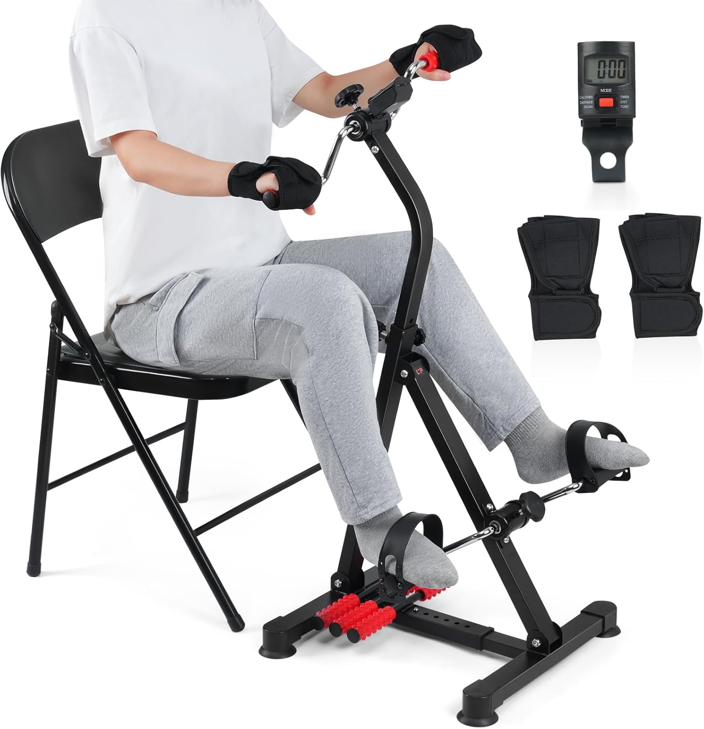 Adjustable Pedal Exerciser Bike for Seniors – Hand Arm Leg and Knee Therapy, Stroke Recovery – Compact, Portable Fitness Equipment for Full Body Workout – Great Gift for Elderly Rehab