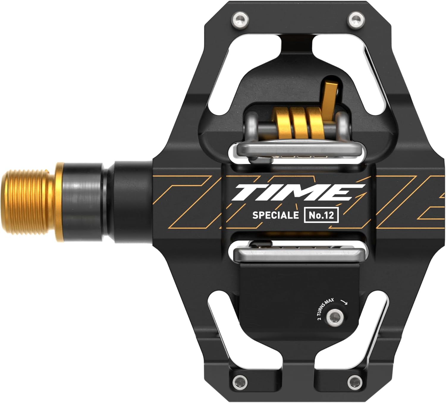 Time Sport Pedals Speciale 12 Small – Aluminum Body, Titanium Spindle, ATAC Standard Cleats Included – Black Gold B1