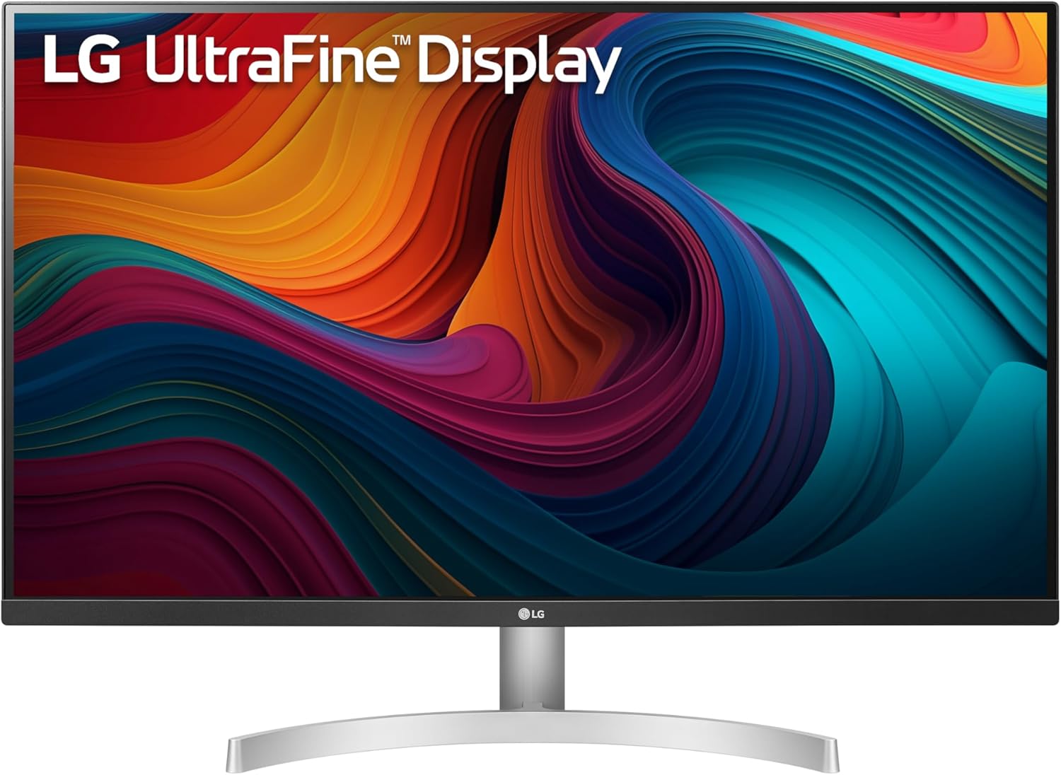 LG 32UN500-W Monitor 32″ UltraFine (3840 x 2160) Display, AMD FreeSync, DCI-P3 90% Color Gamut, HDR10, Built-in Speakers, 3-Side Virtually Borderless Design – Silver/White