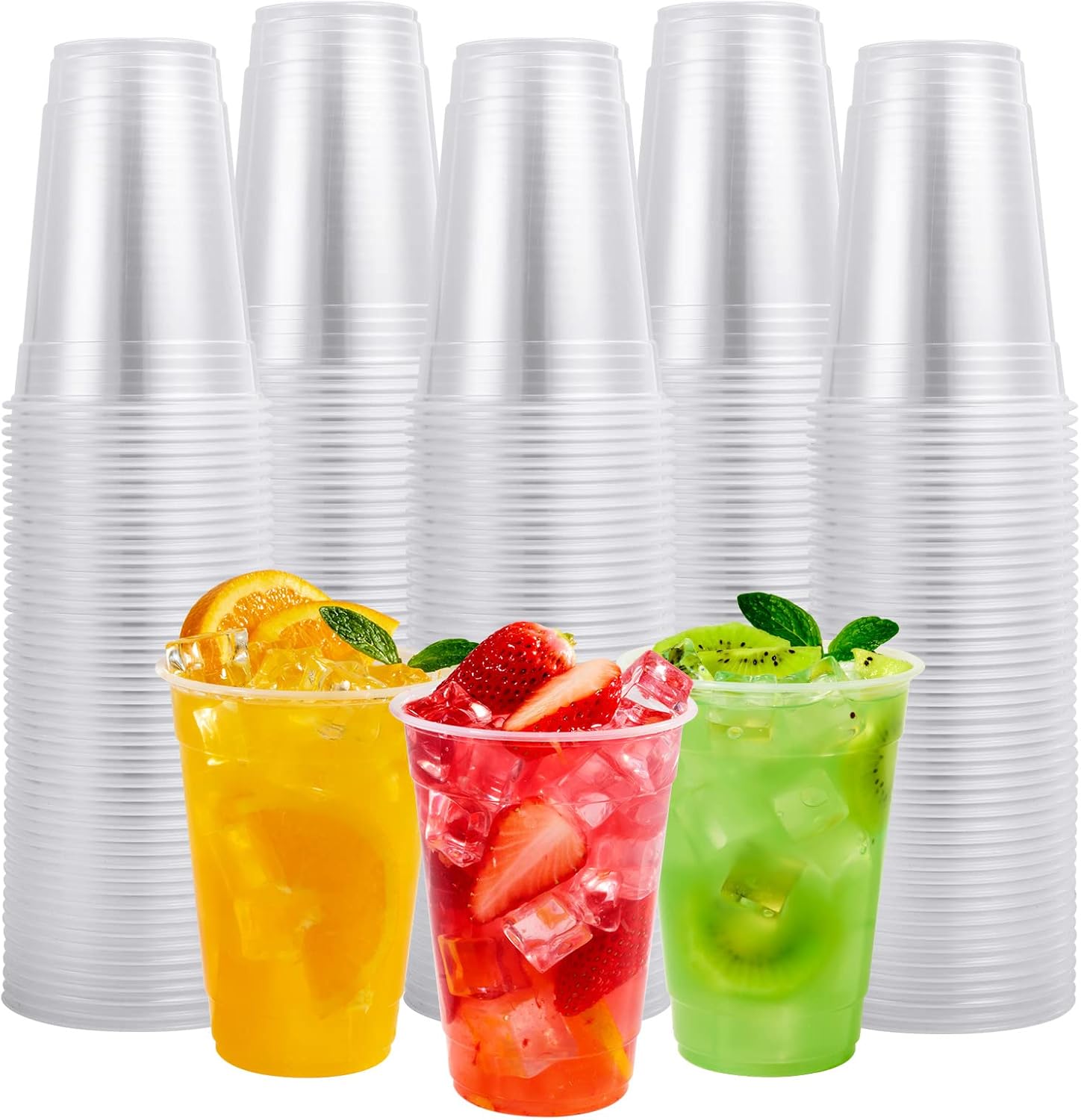 FOCUSLINE 300pack 16 oz Clear Plastic Cups Disposable, Plastic Clear Cups disposable, Clear Plastic DrinkIng Cups for Water, Juice, Soda, Ice Coffee