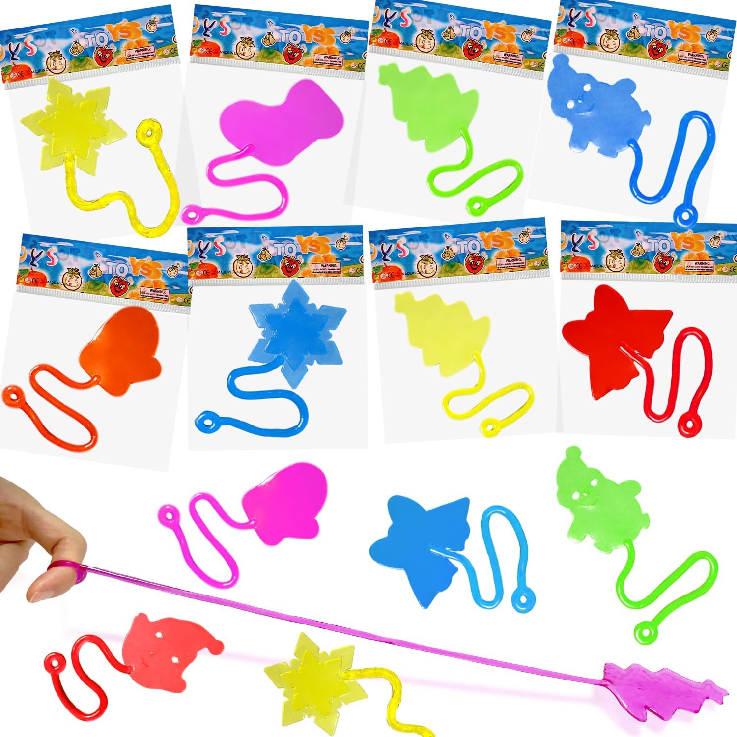 Christmas Sticky Hands Bulk 36 Pcs Christmas Styles Stretchy Toys for Kids Boys Girls, Pinata Fillers, Christmas Stocking Stuffers, Christmas Party Favors Gifts