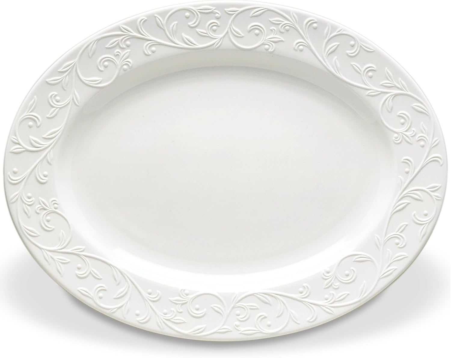 Lenox Opal Innocence Carved Large Oval Platter -,White