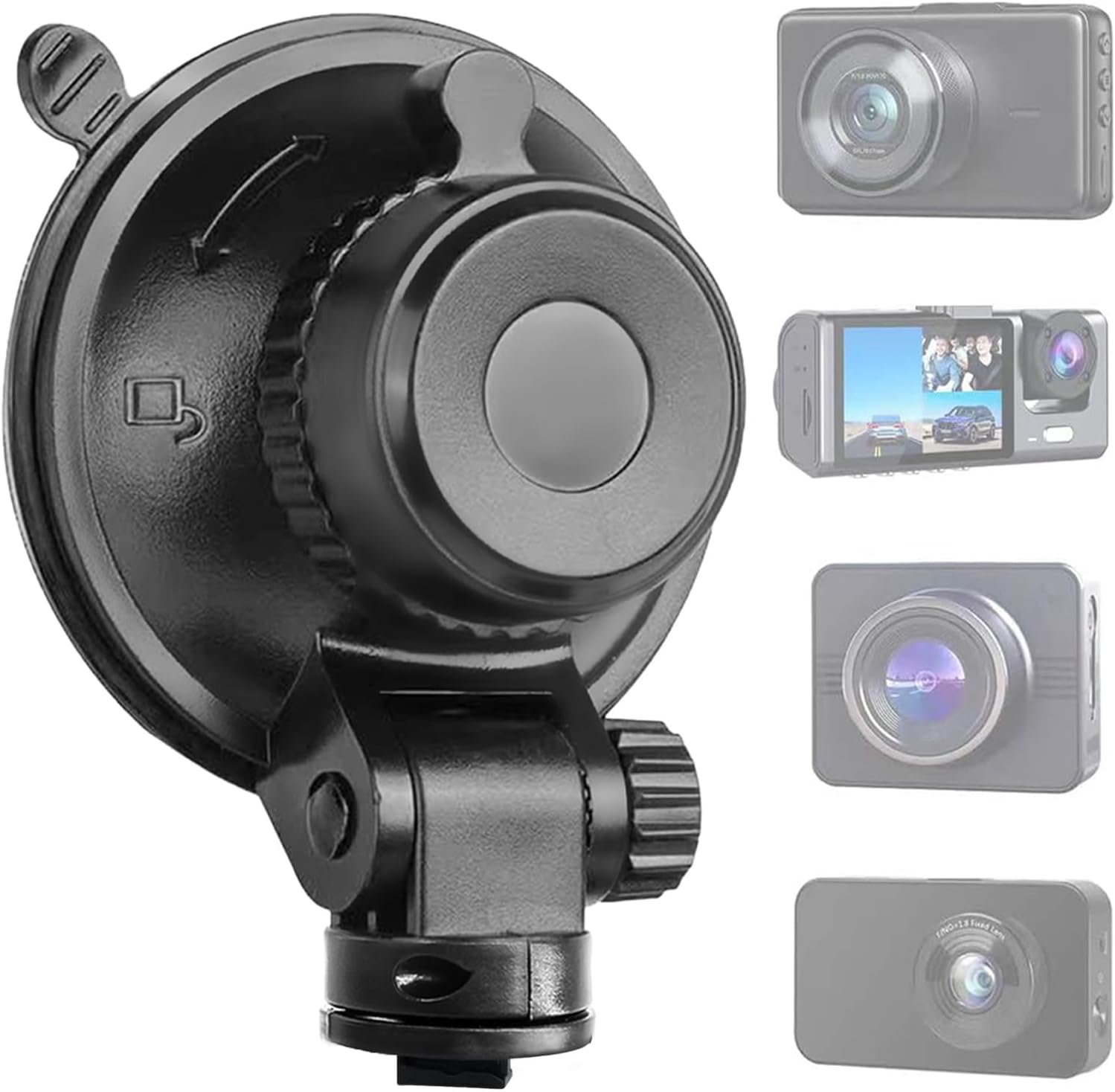 S503 Suction Cup Dash Cam Mount Holder (5th Gen) with 3pcs 360 Rotating Joints for Rove Nexar Z-Edge Kingslim iiwey NIUTA and Most Other Car Dash Cameras