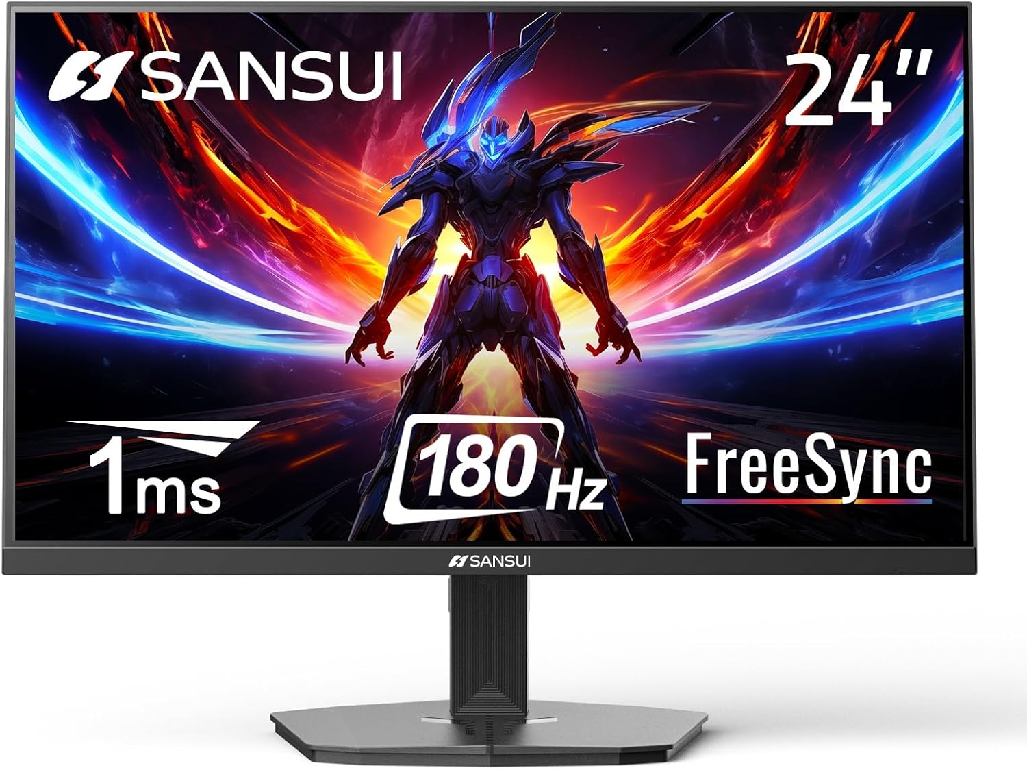 SANSUI 24 Inch Gaming Monitor 180Hz 1Ms FreeSync HDR 110% sRGB FHD 1080P Computer Monitor HDMI DP Ports Eye Care Frameless VESA Mount Cable Management(ES-G24F4L DP Cable Included)