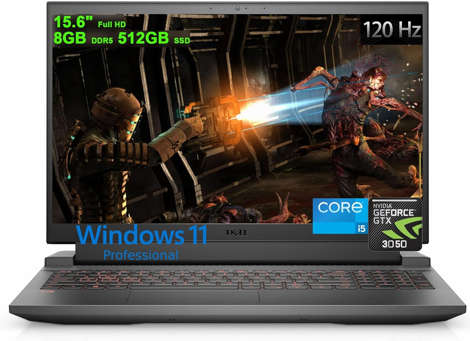 Dell G15 5000 5520 15 Gaming Laptop | 15.6″ Full HD WVA 120Hz | 12th Gen Intel 12-Core i5-12500H (>i7-11850H) | 8GB DDR5 512GB SSD | GeForce RTX 3050 4GB | Backlit USB-C HDMI RGB Camera Win11Pro Gray