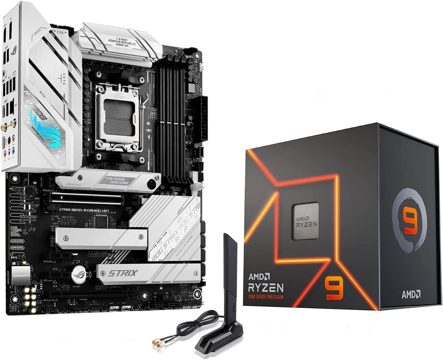 Micro Center AMD Ryzen 9 7900X 12-Core 24-Thread Unlocked Desktop Processor with ASUS ROG Strix B650-A Gaming WiFi 6E AM5 (LGA1718) Ryzen 7000 Motherboard