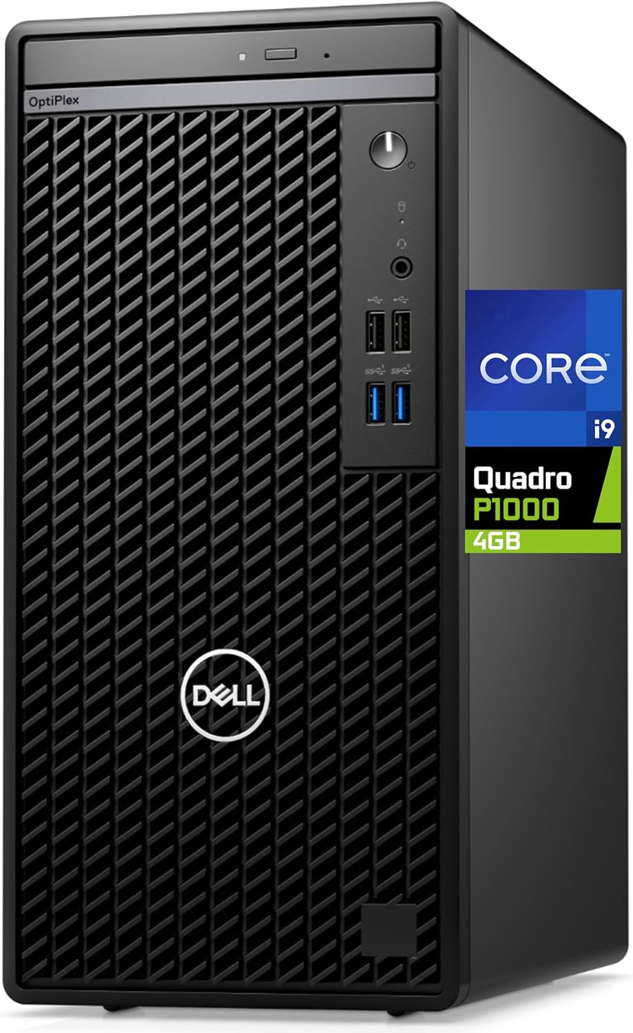 Dell 7010 Optiplex Tower, Intel Core i9-12900K, 64GB RAM, 2TB NVMe SSD, Nvidia Quadro P1000 4GB DDR5 Graphics, HDMI, USB C, DVDRW, Wi-Fi, Windows 11 Pro, Desktop Computer, Black