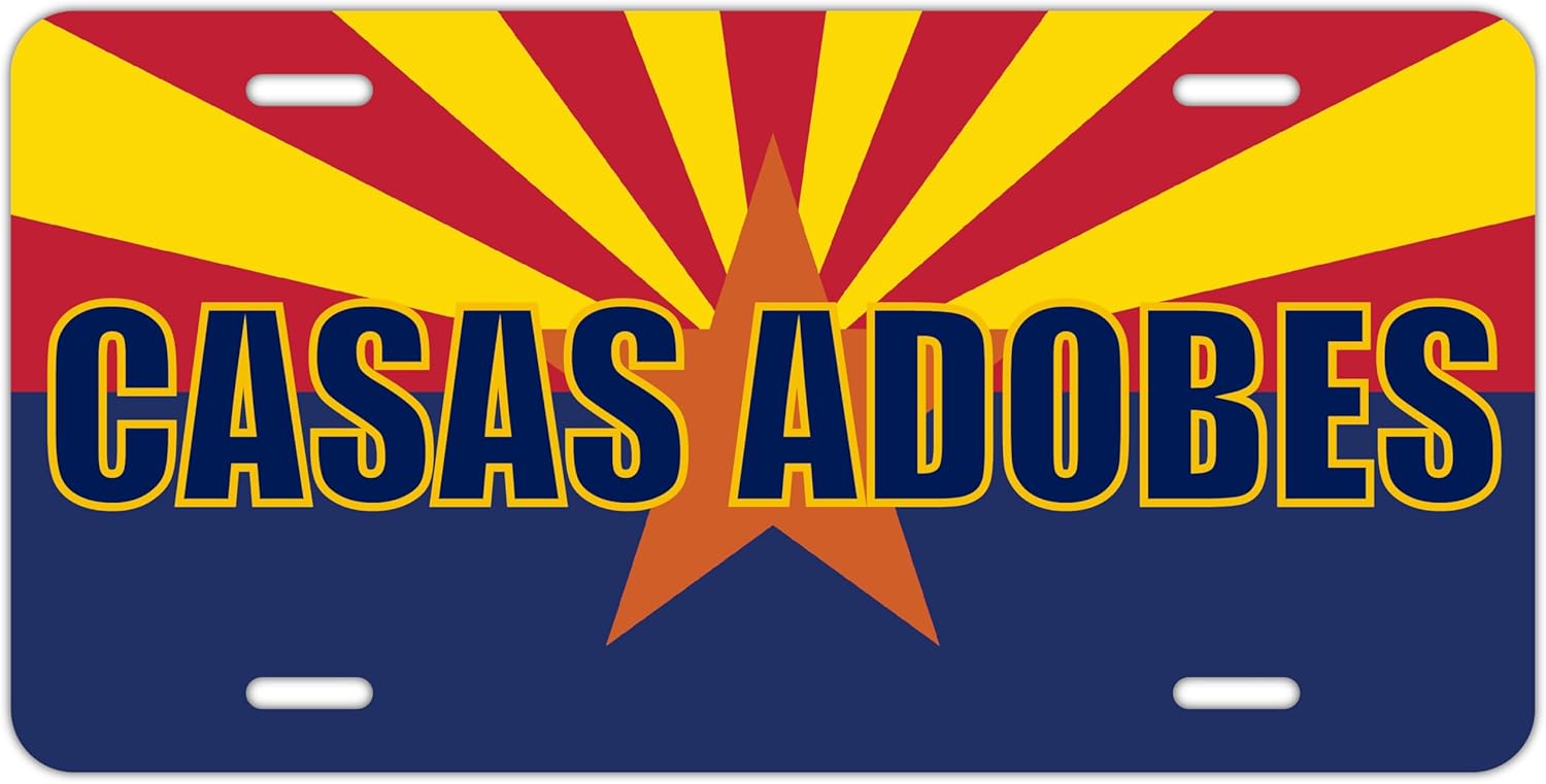 Casas Adobes Arizona flag metal license plates | U.S. States & city pride car tag collection