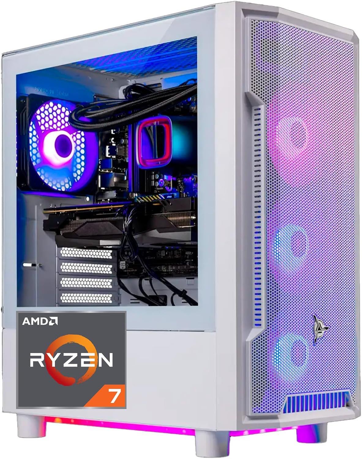 Skytech Archangel Gaming PC Desktop, Ryzen 7 5700X 3.4 GHz (4.6GHz Turbo Boost), NVIDIA RTX 4070 Super 12GB GDDR6X, 1TB SSD, 32GB DDR4 RAM 3200, 650W Gold PSU, 240mm ARGB AIO, Wi-Fi, Win 11 Home