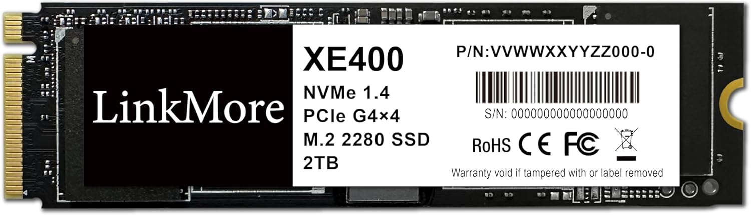 LinkMore XE400 2TB M.2 2280 PCIe Gen4 NVMe 1.4 Internal SSD, Solid State Drive, Read Speed Up to 4800MB/s Storage for PC, Laptops, Gaming