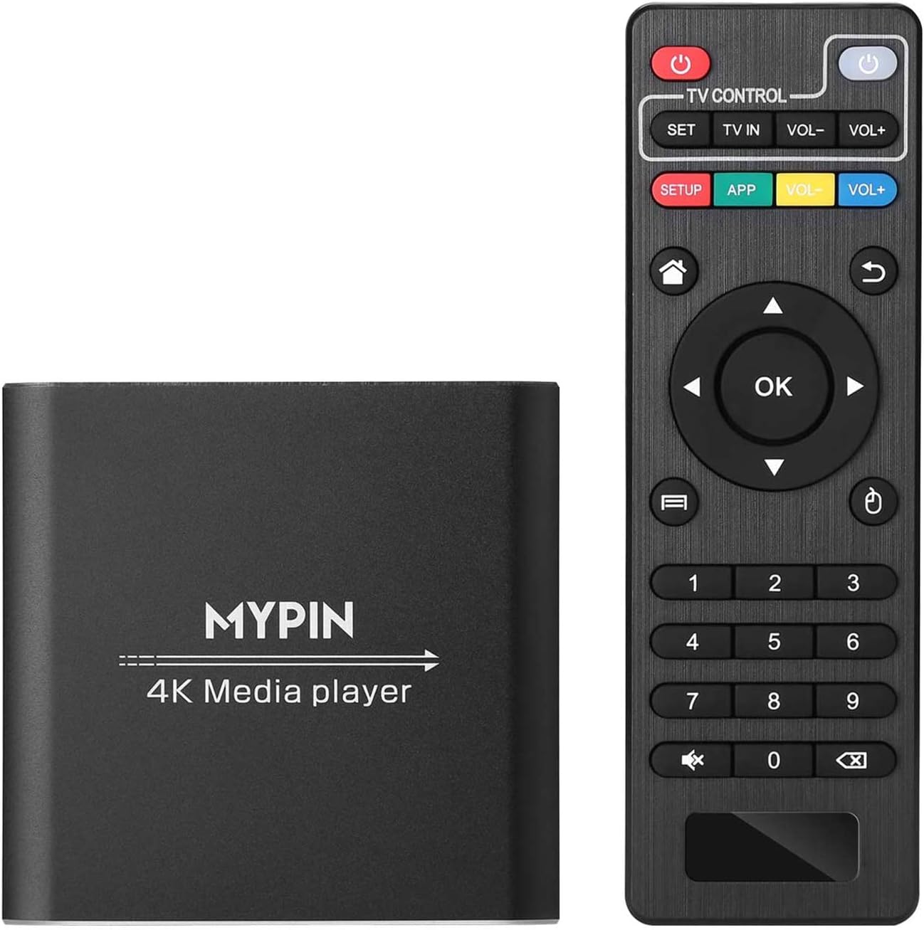 4K Media Player with Remote Control, Digital MP4 Player for 8TB HDD/USB Drive/TF Card/H.265 MP4 PPT MKV AVI Support HDMI/AV/Optical Out and USB Mouse/Keyboard-HDMI up to 7.1 Surround Sound (Black)