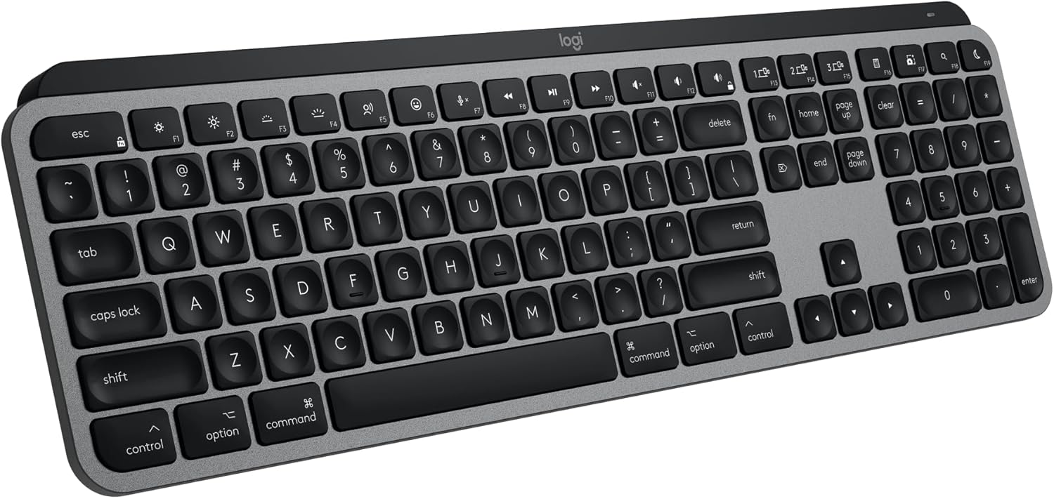 Logitech MX Keys S for Mac, Wireless Keyboard, Fluid, Precise Laptop-Like Typing, Programmable Keys, Backlit, Bluetooth USB C Rechargeable for MacBook Pro, MacBook Air, iMac, iPad – Space Grey